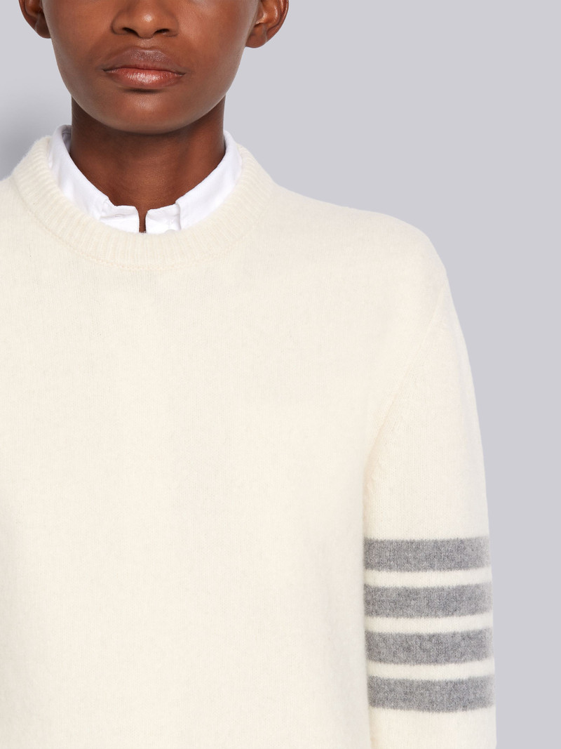백색 overwashed 캐시미어 저지 Crewneck 4Bar Pullover 5