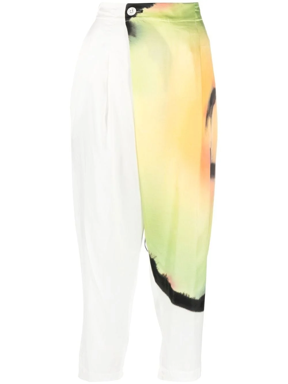 abstract-print cropped trousers - 1