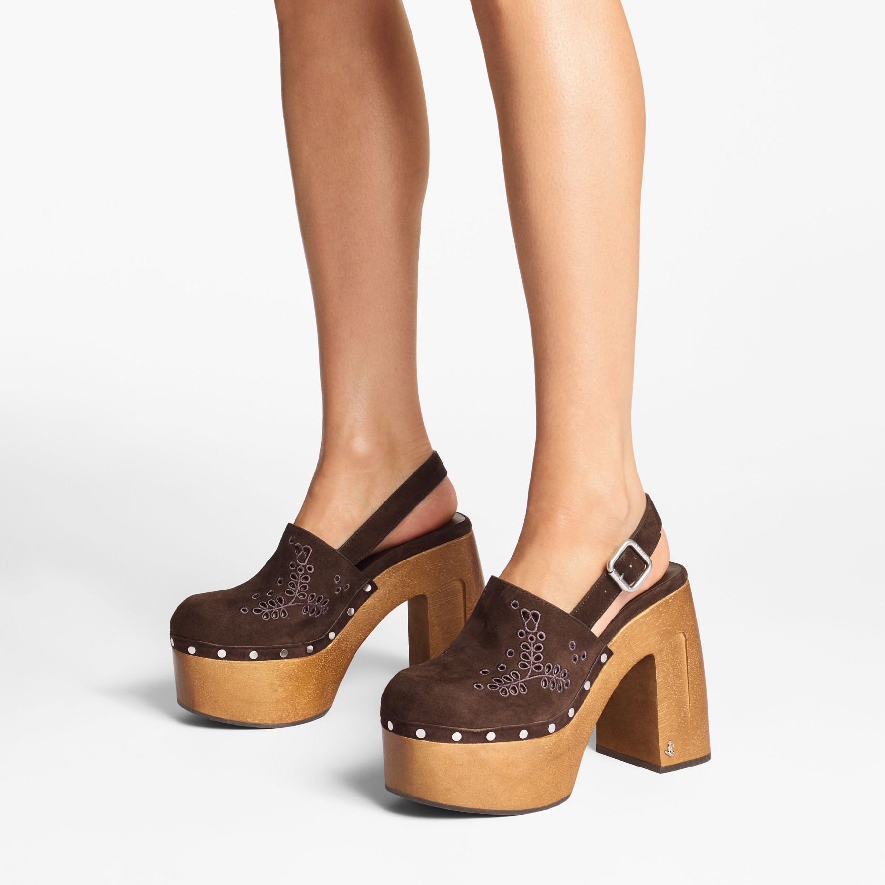 Alida Platform 135
Suede Slingback Clog with Sangallo Embroidery - 2