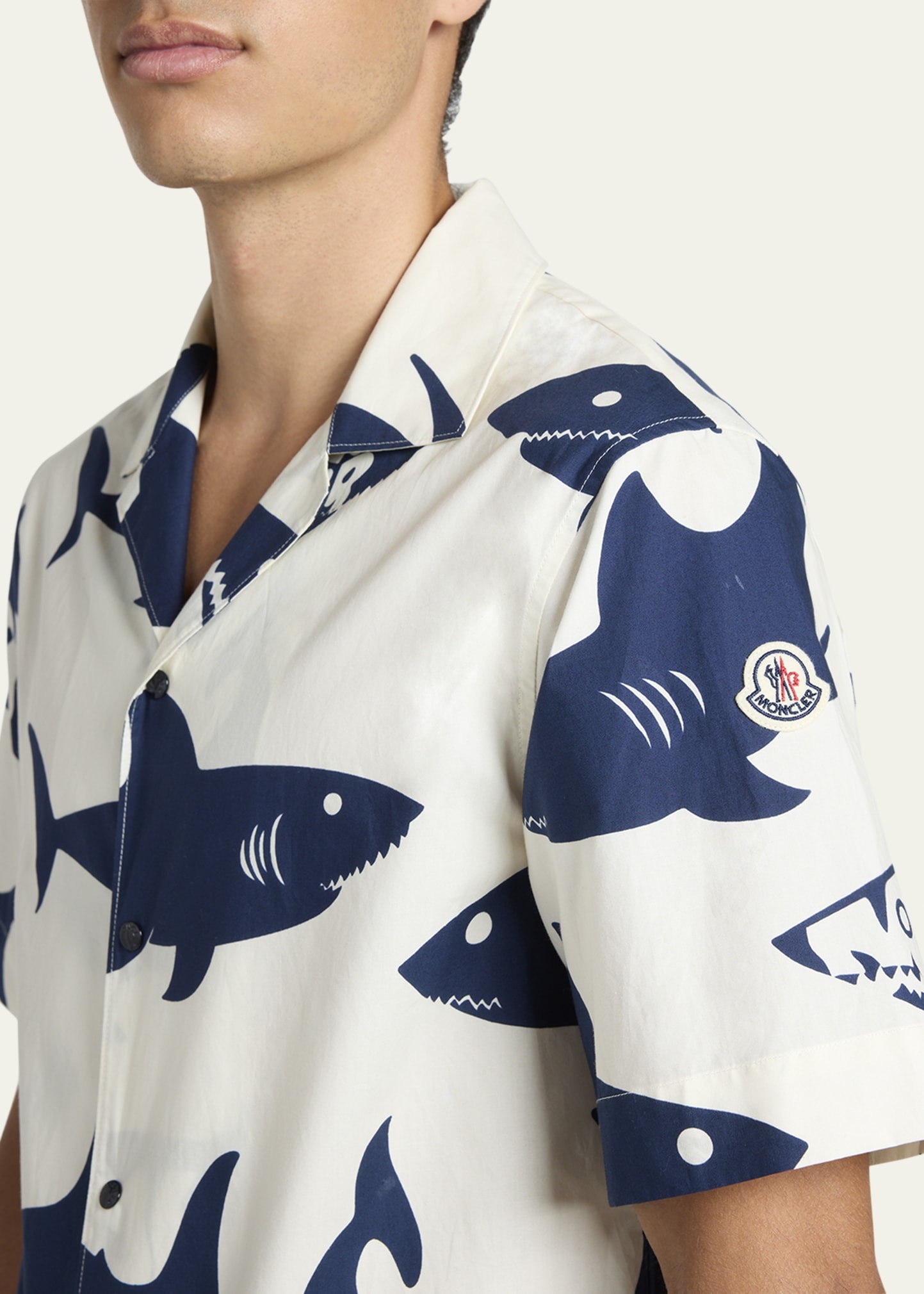 Men's Shark-Print Camp Shirt - 5