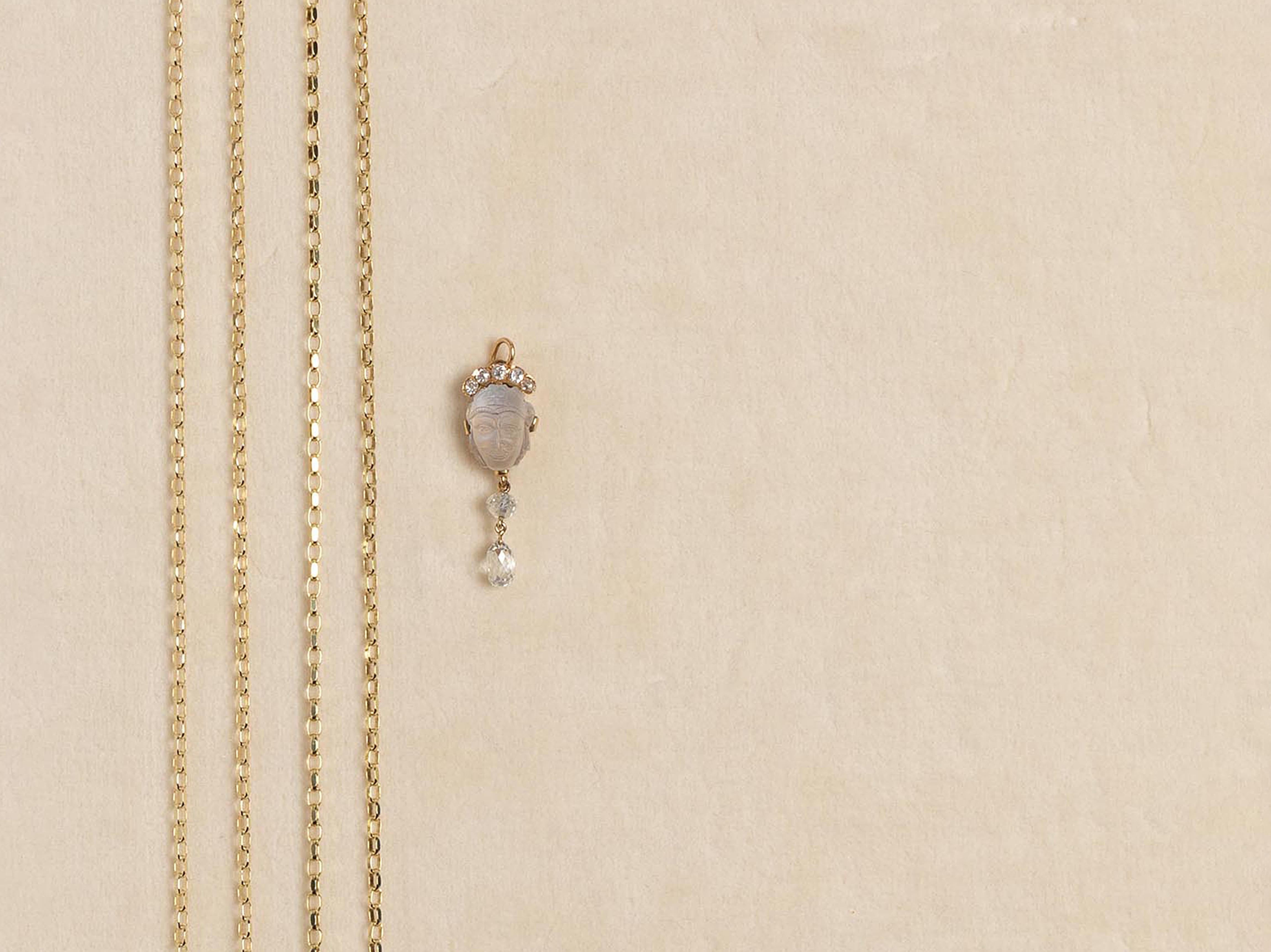 MOONSTONE DIAMOND PENDANT IN 18kt GOLD - 5