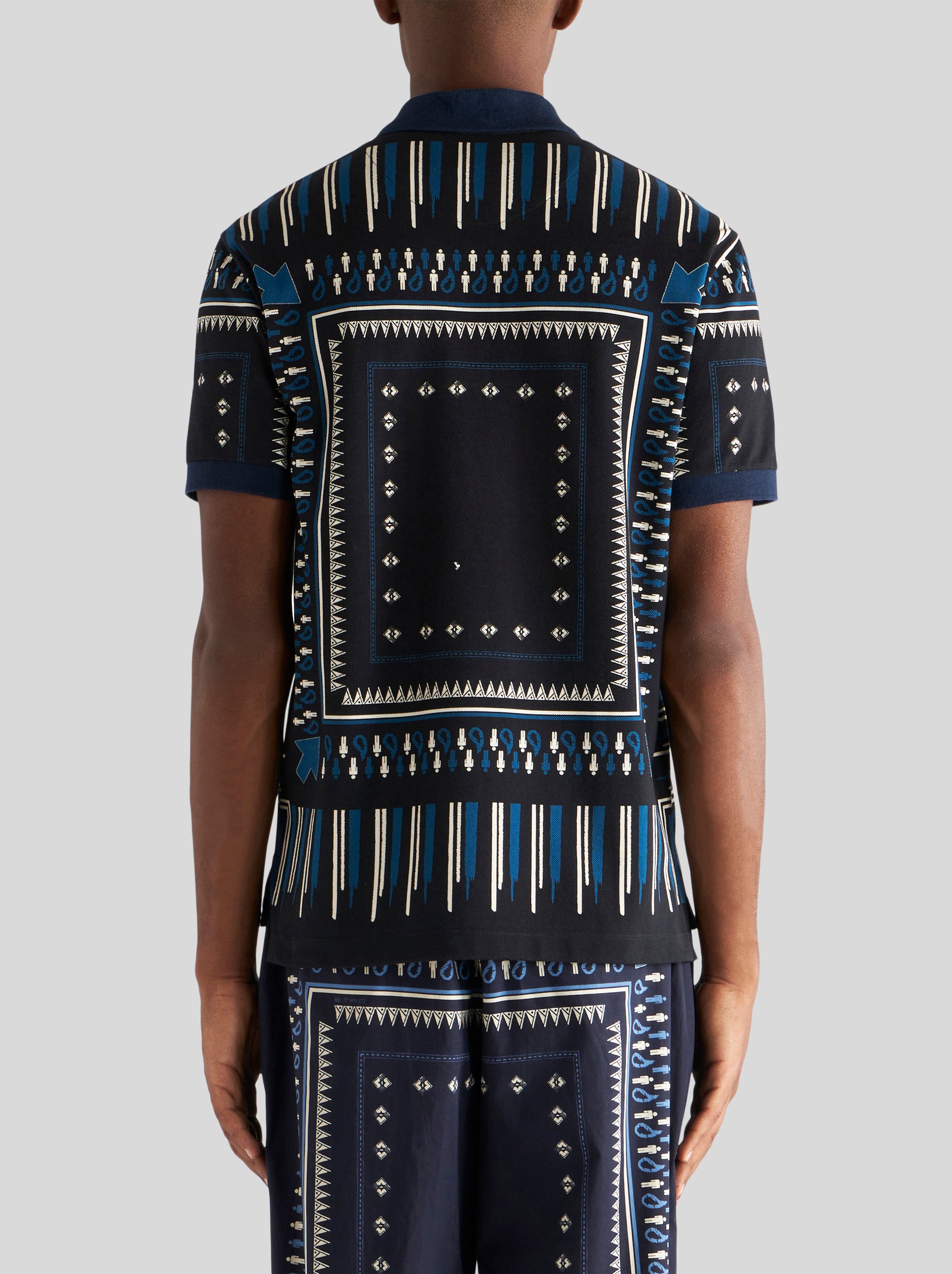 GEOMETRIC PRINT POLO SHIRT - 4
