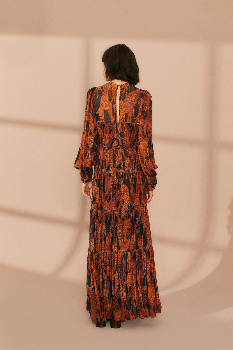 Black Giraffes Puff Sleeve Maxi Dress 4