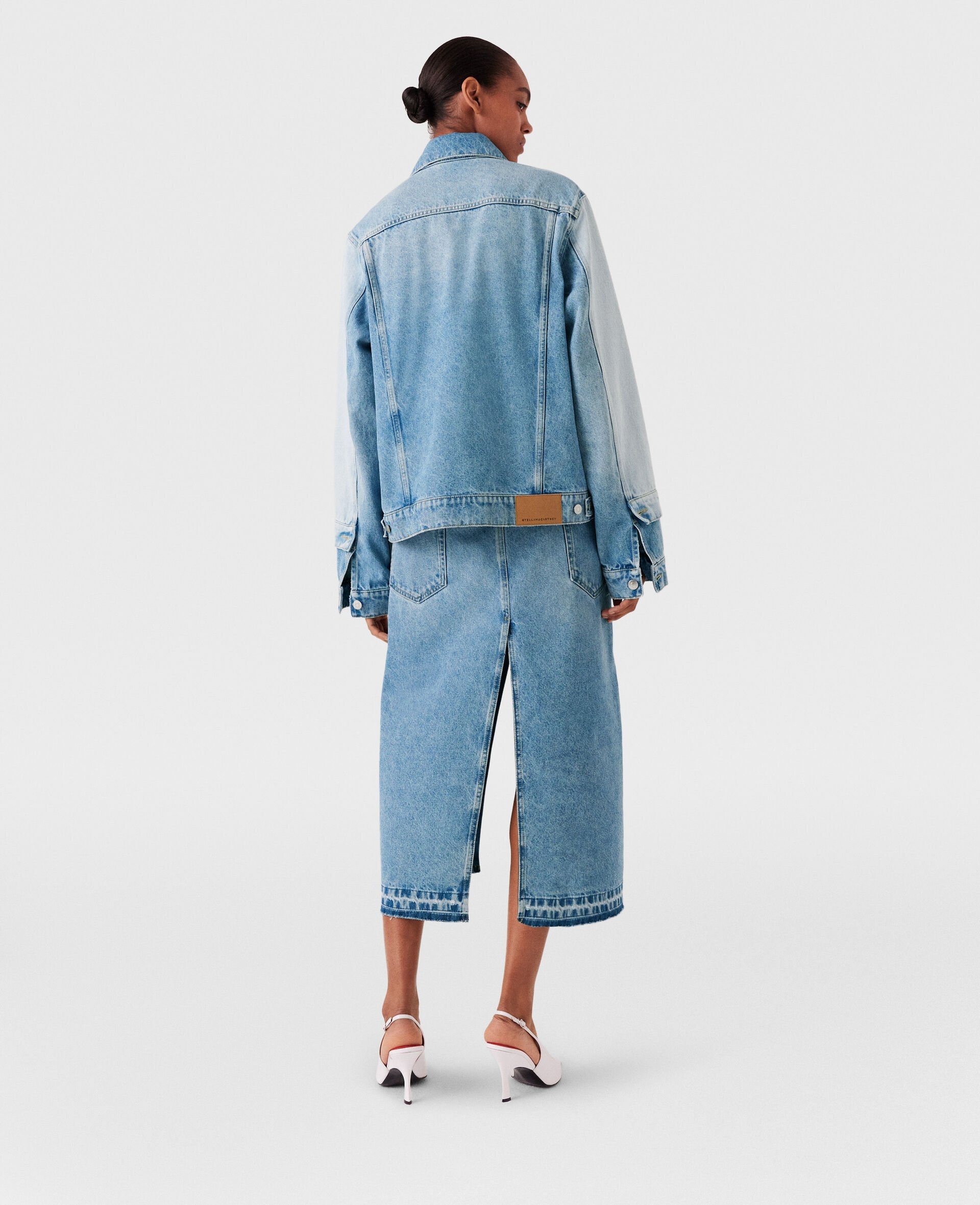 Contrast Panel Denim Skirt - 4