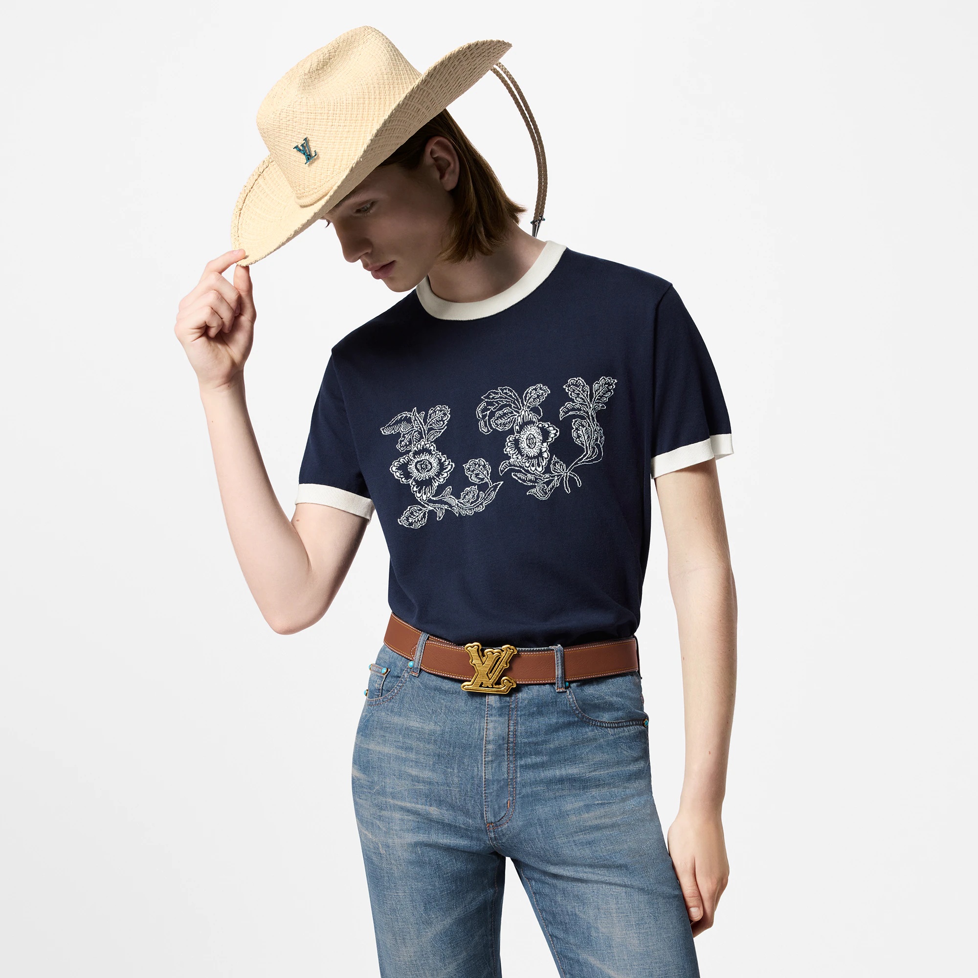 Graphic Intarsia Short-Sleeved Cotton Crewneck - 2