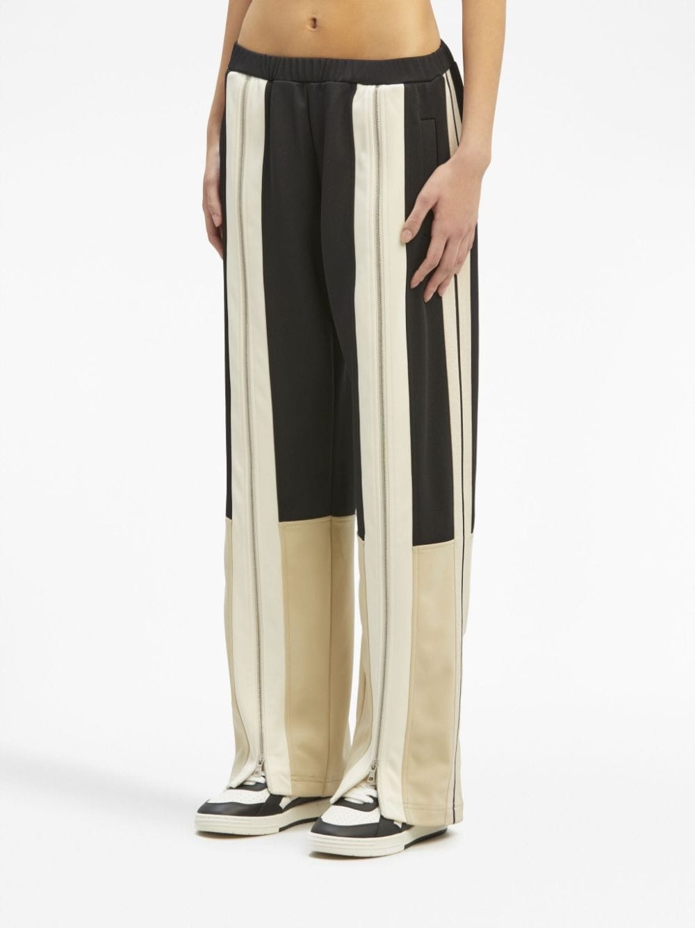 zip-detailing striped trousers - 4