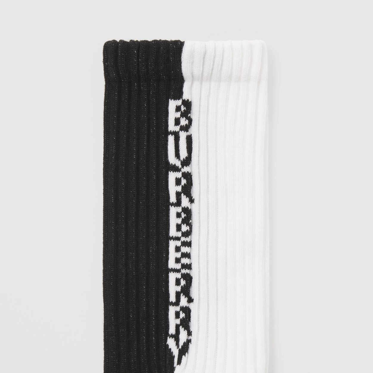 Logo Intarsia Two-tone Stretch Cotton Socks - 6