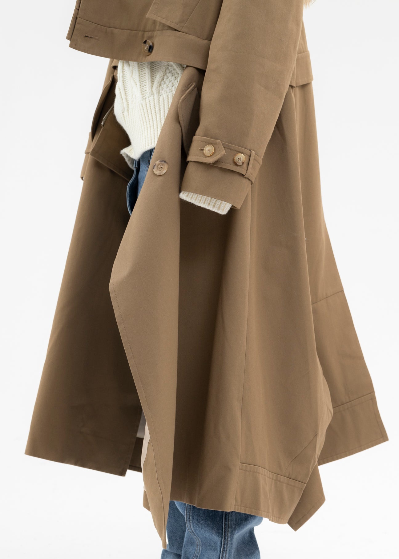 KHAKI DETACHABLE TRENCH COAT - 4