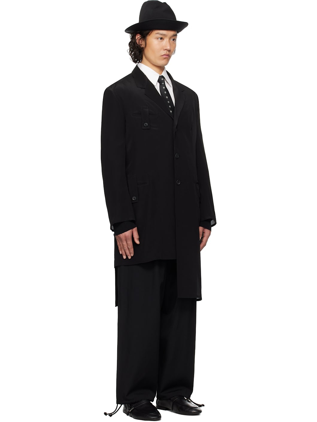 Black Tab Long Blazer - 2