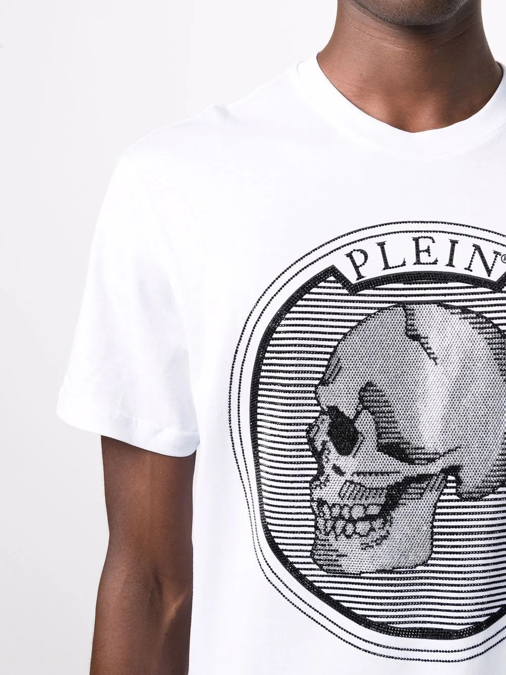 Outline Skull crystal cotton T-shirt - 5