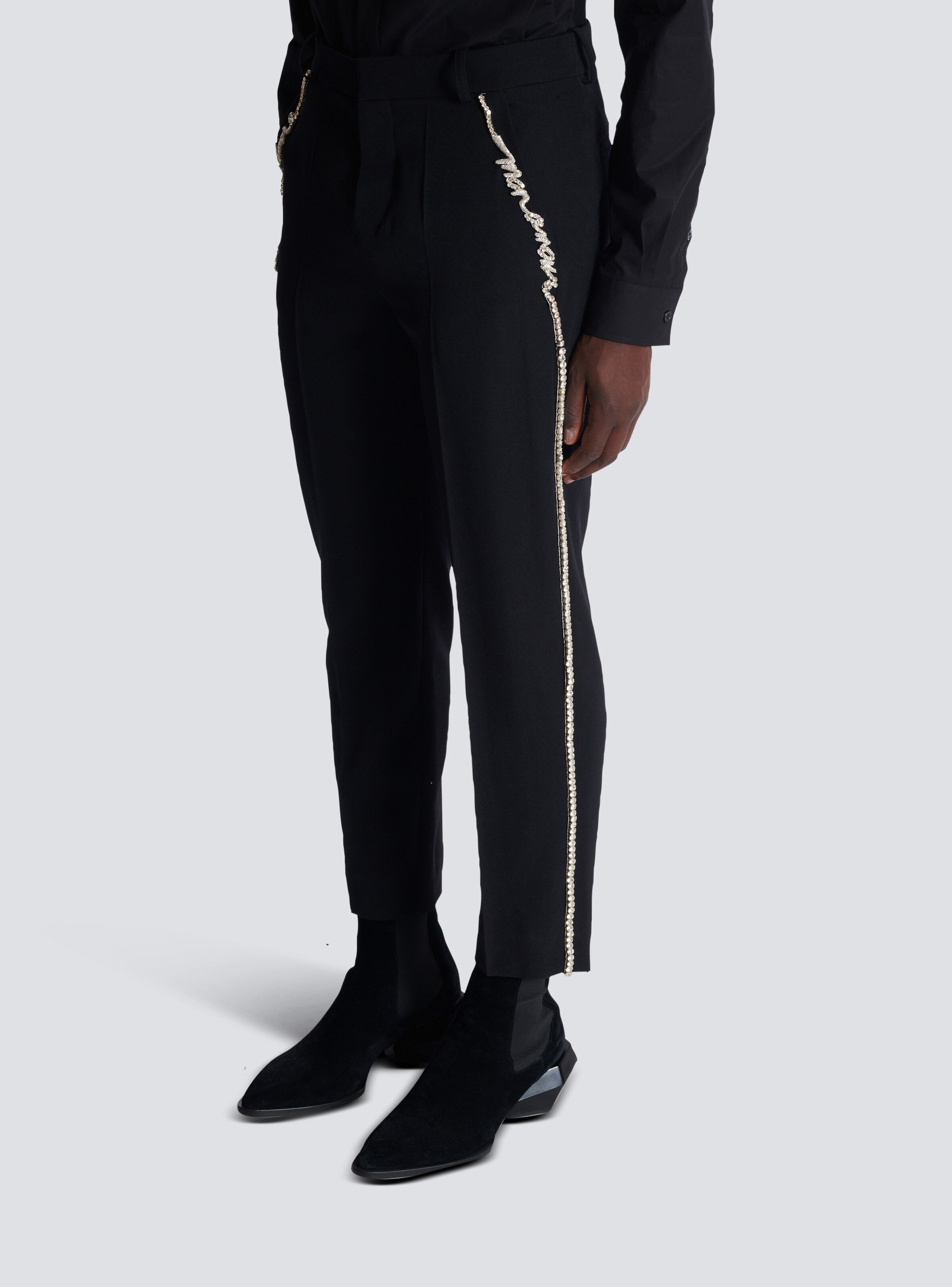 Embroidered tailored grain de poudre trousers - 6