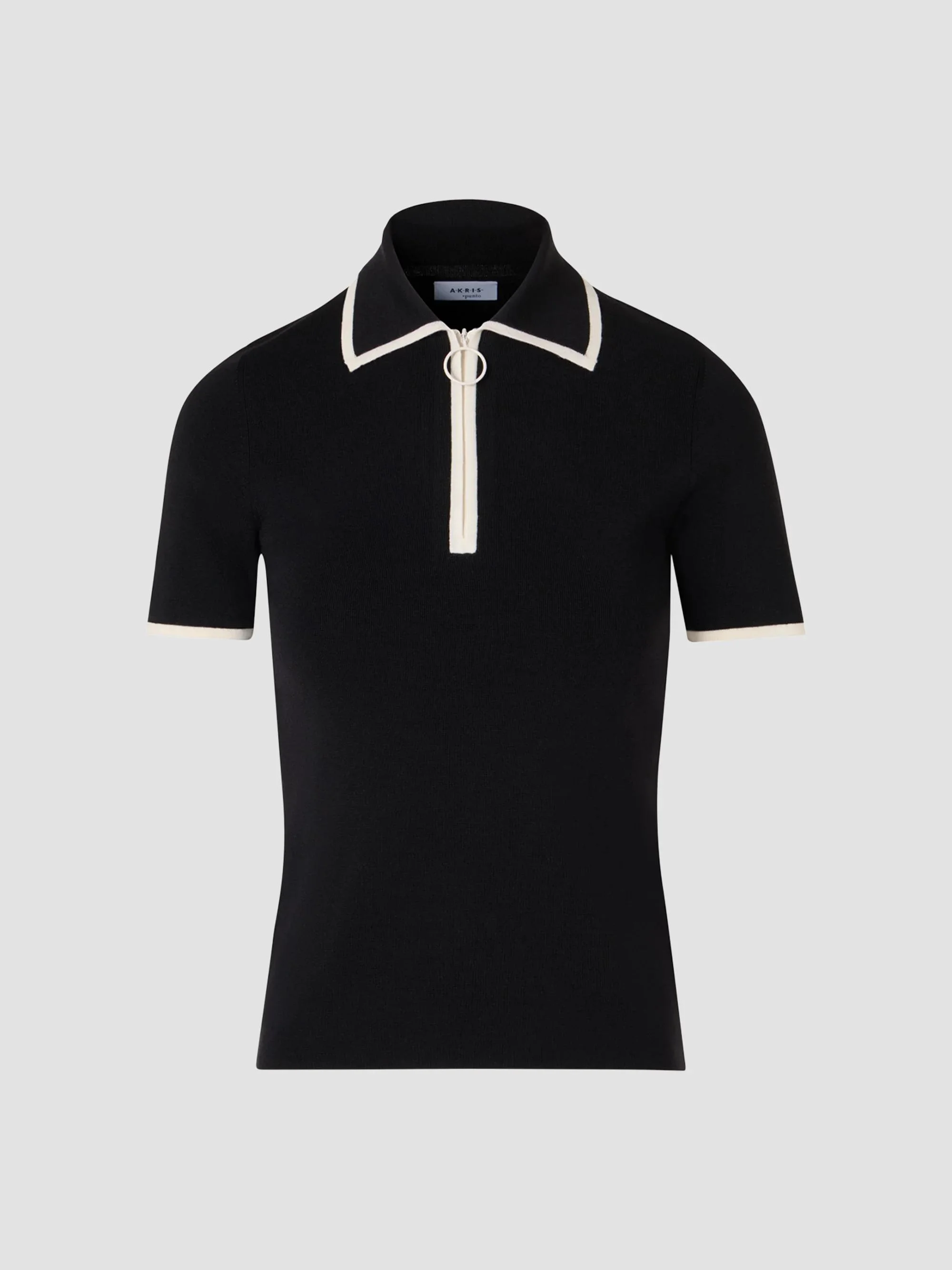 Women's Knit Half-Zip Polo Shirt - Black Cream - 1