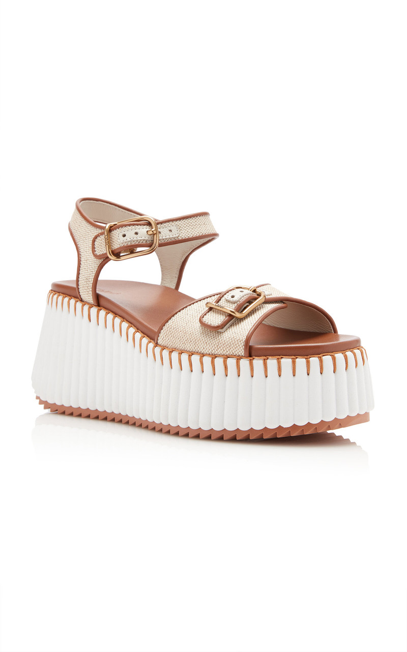Chloé Nama Canvas Platform Sandals white outlook