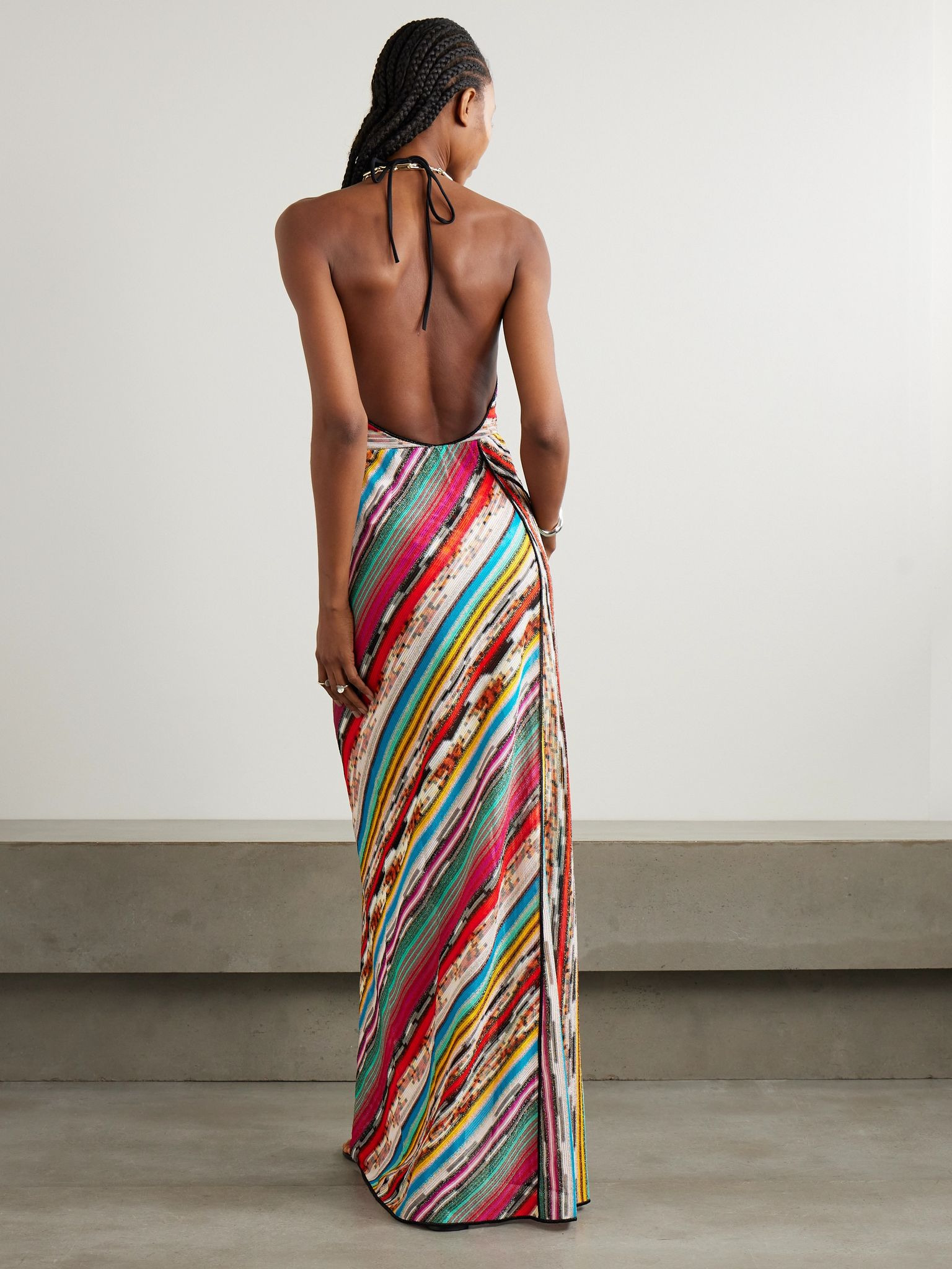 Mare striped metallic crochet-knit maxi skirt Multi - 3