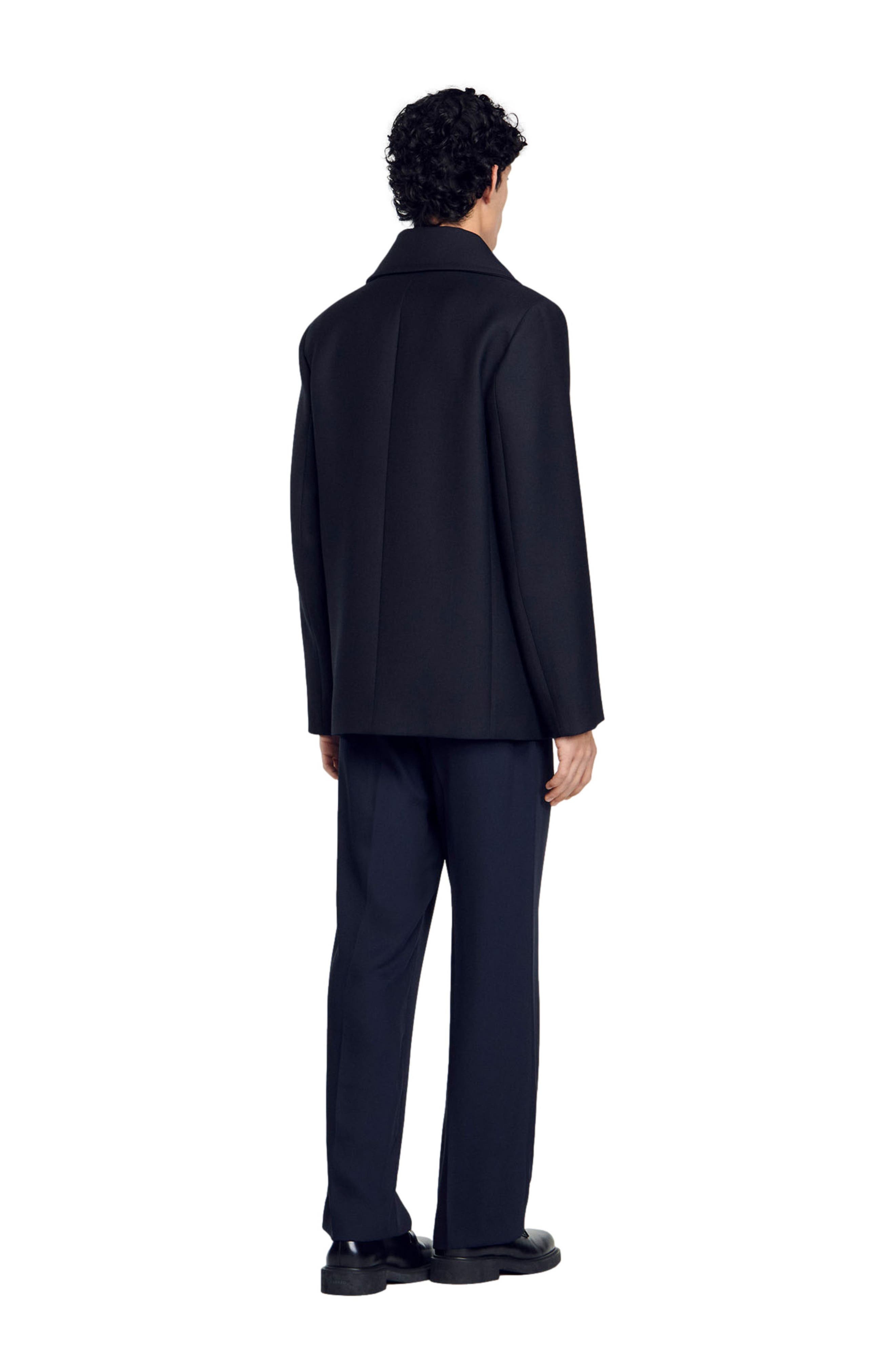 SANDRO Wool blend pea jacket in Navy Blue at Nordstrom - 2