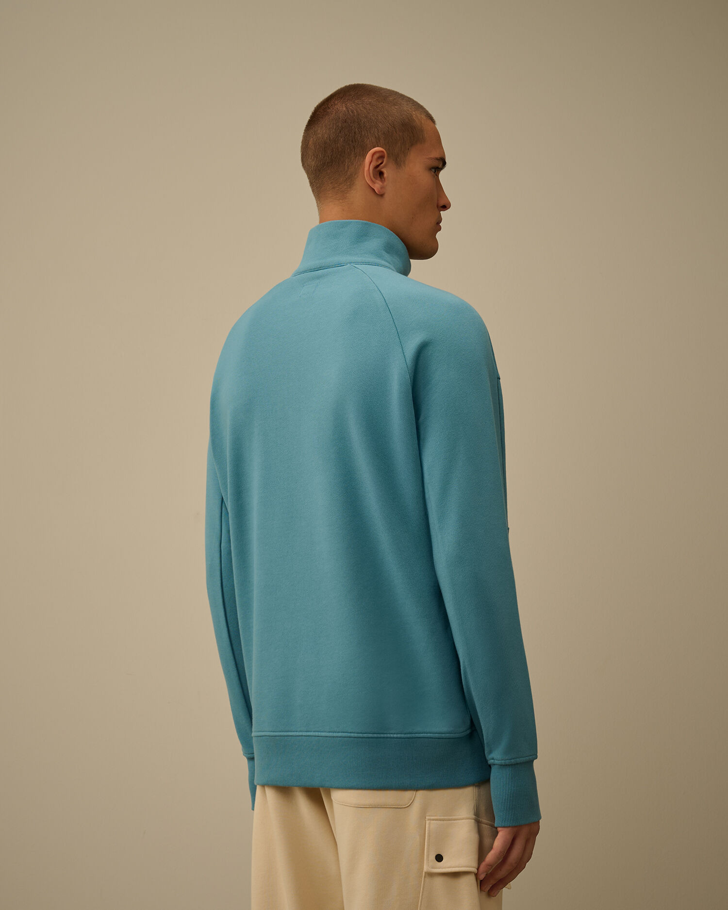Diagonal Raised Fleece Half Zip Sweatshirt - 4