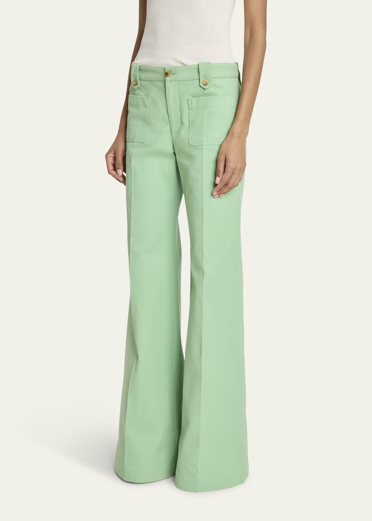 Wide Leg Cotton Canvas Pants - 4