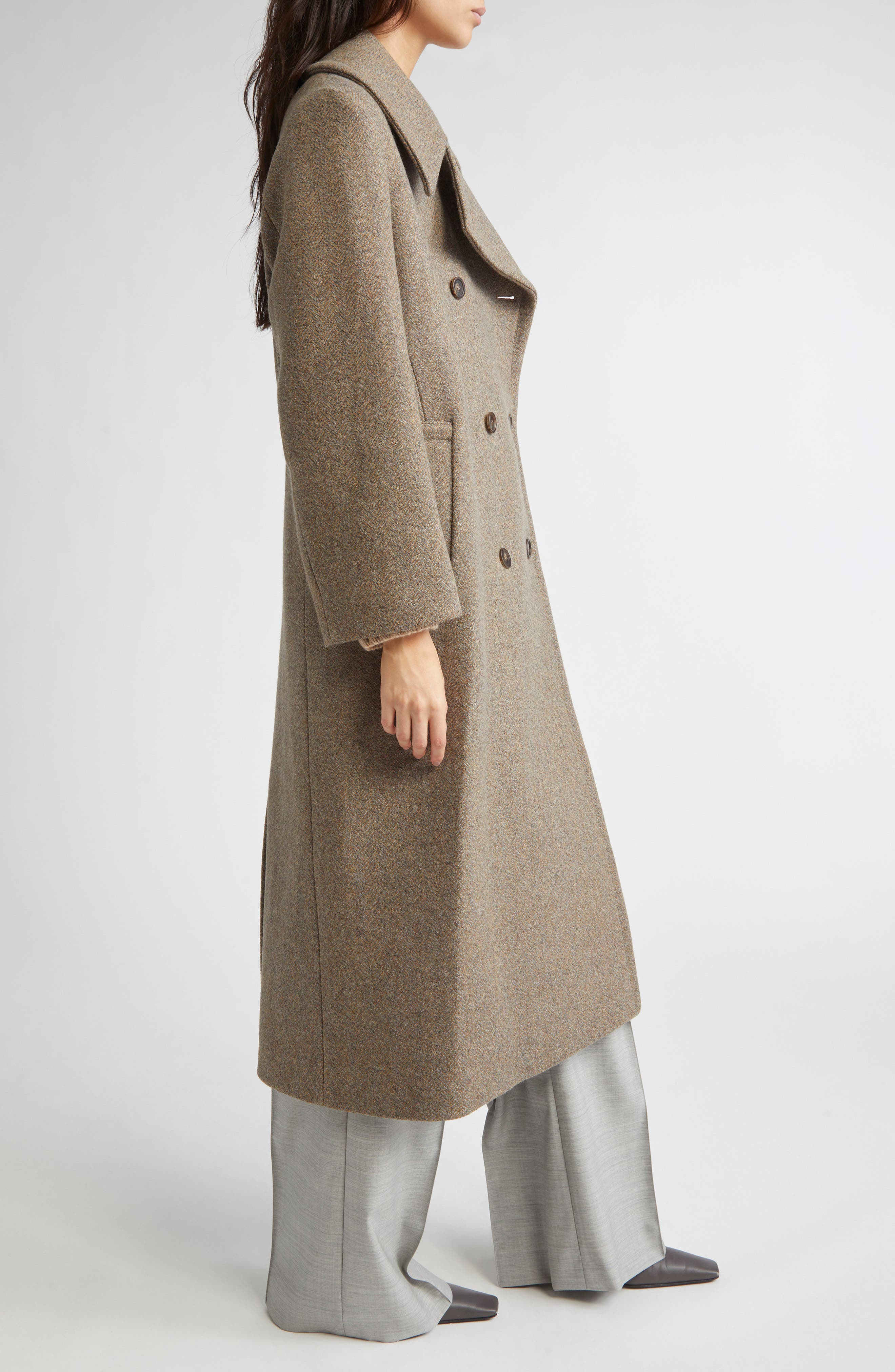 Johnstons of Elgin Great Double Breasted Wool Coat in Partridge Tweed Herringbone at Nordstrom - 4