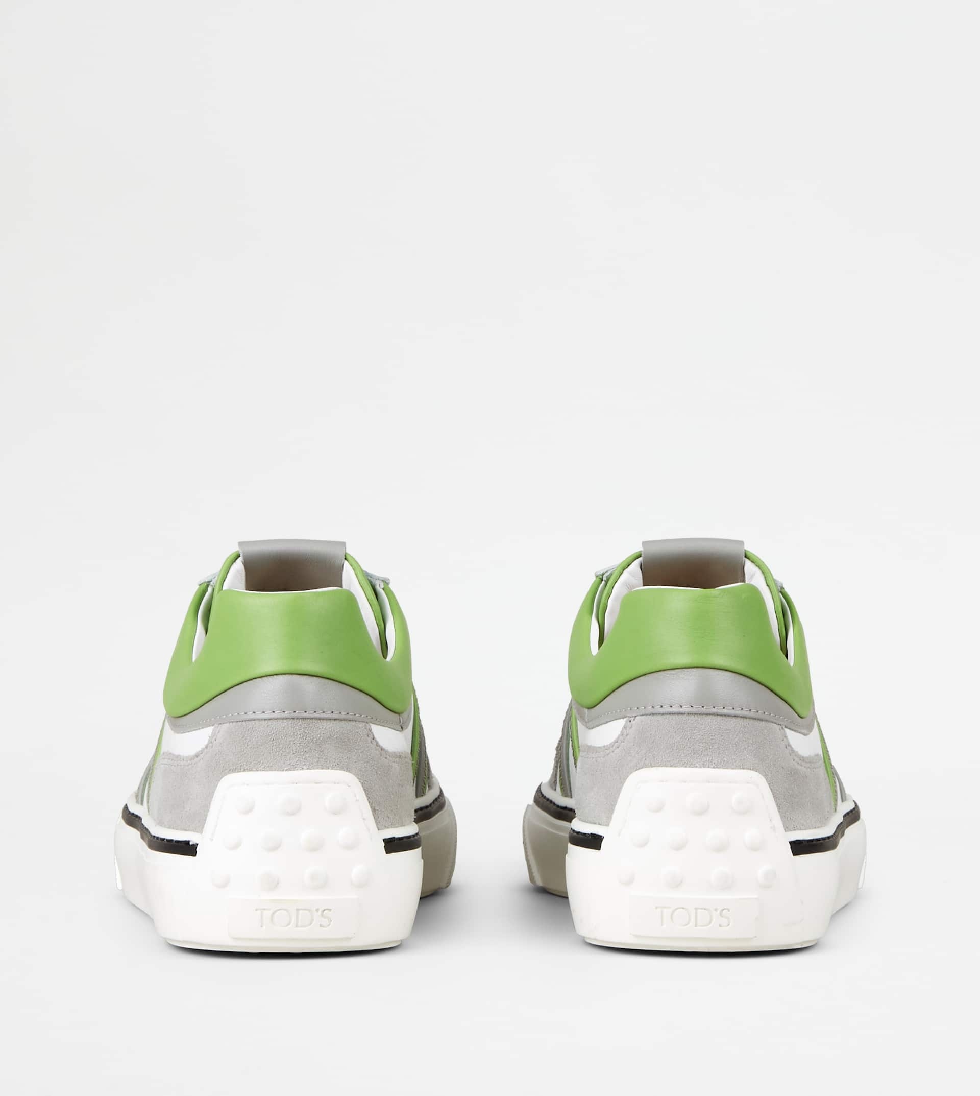 SNEAKERS IN LEATHER - GREY, WHITE, GREEN - 2