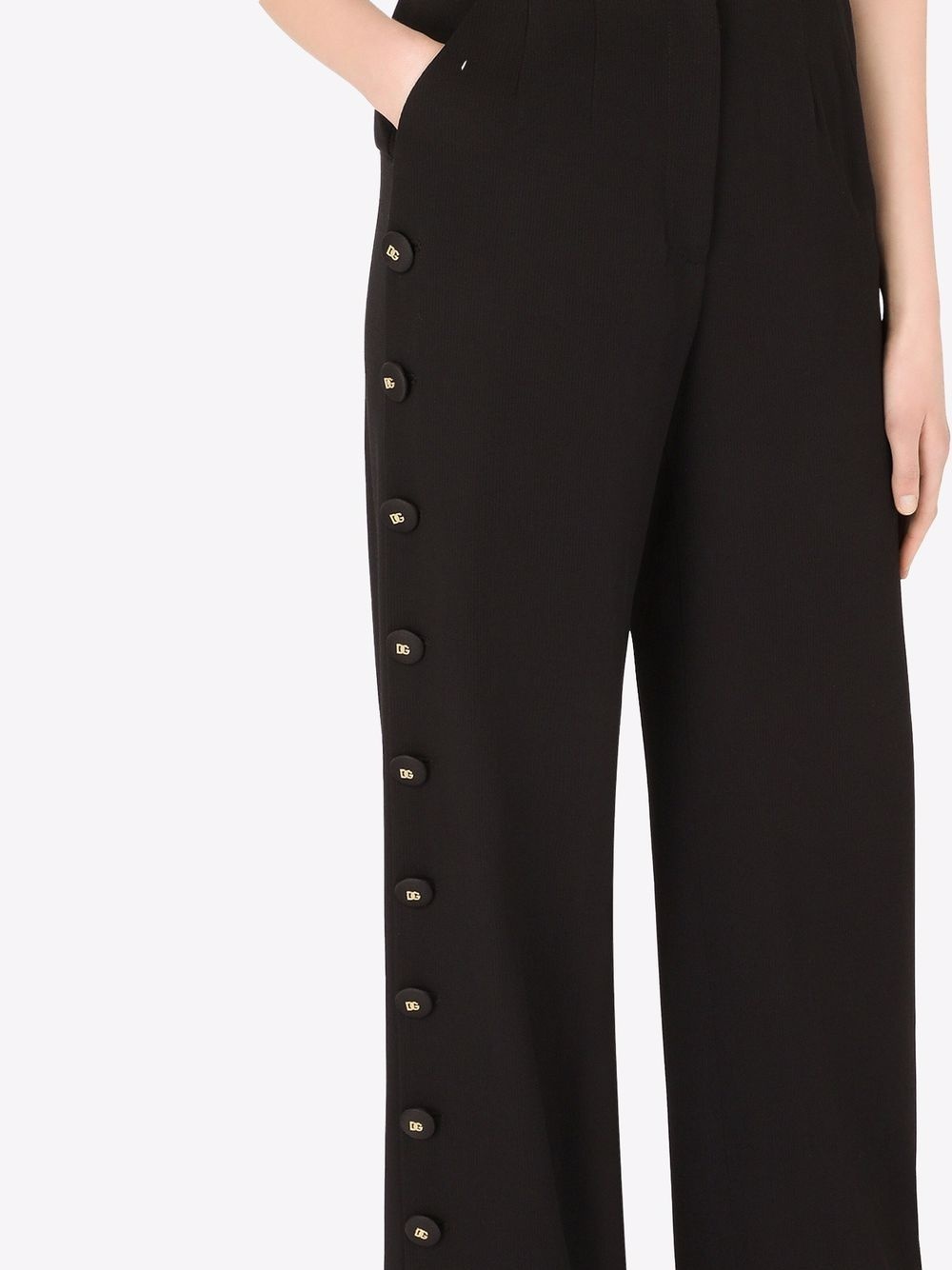 button-detail palazzo pants - 5