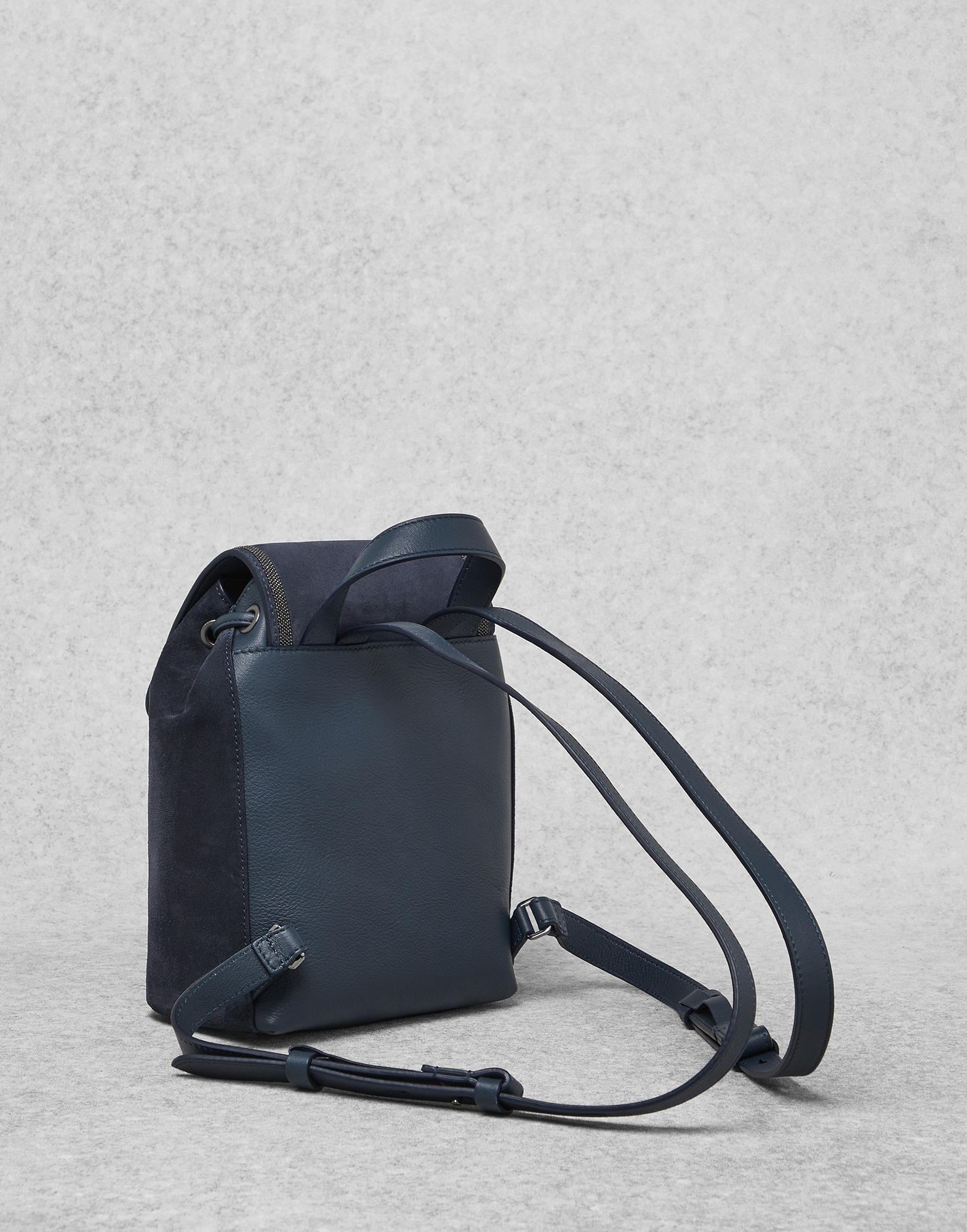 Suede backpack with precious contour - 2