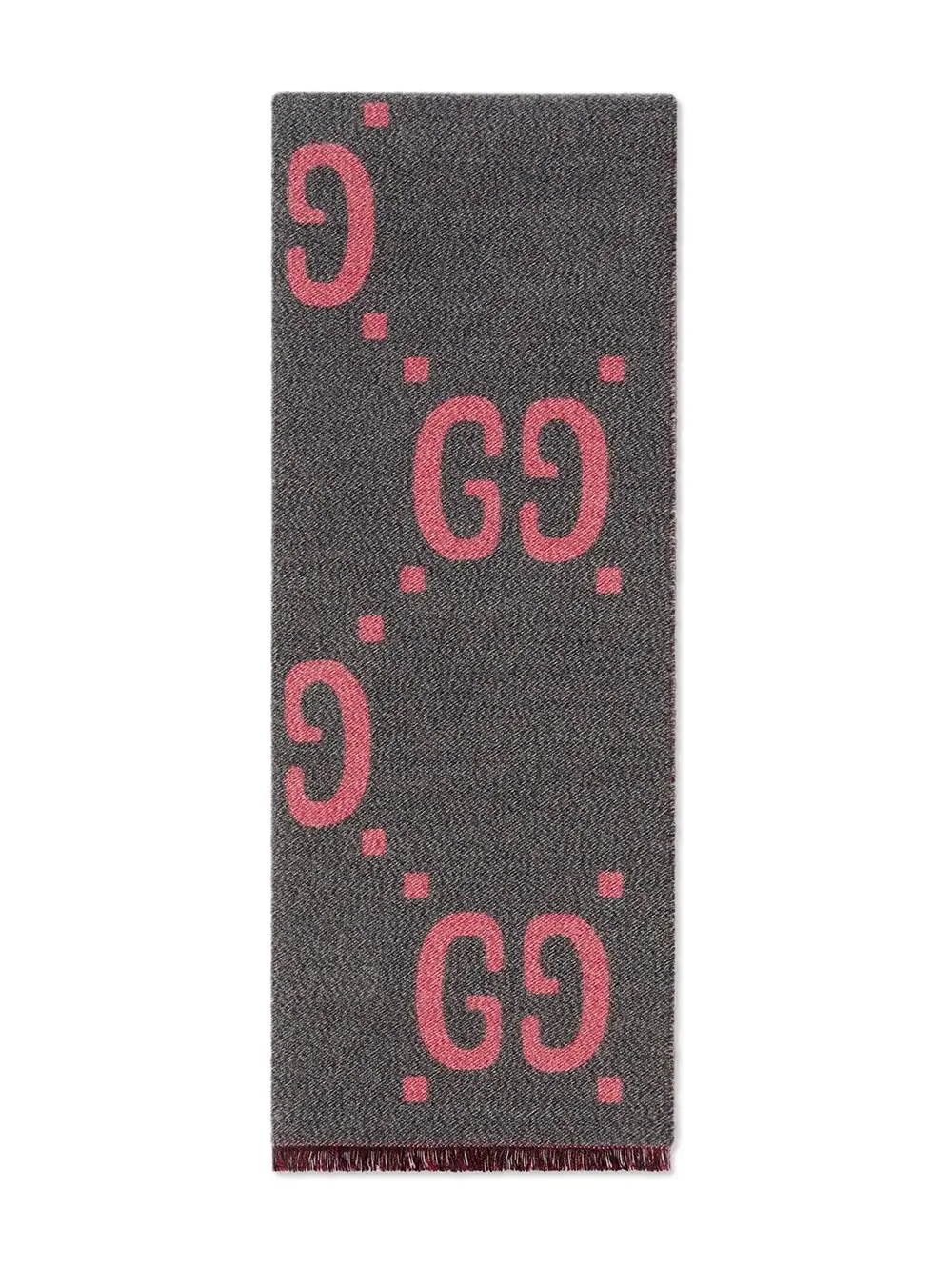 GG jacquard wool silk scarf - 1