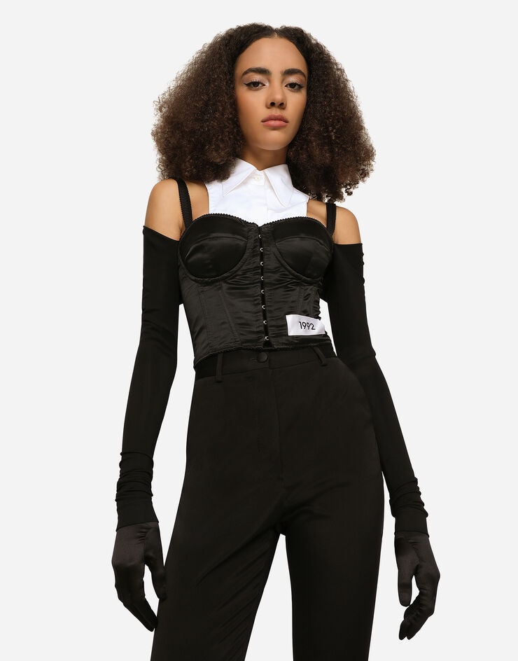 Jersey, satin and poplin corset top - 4