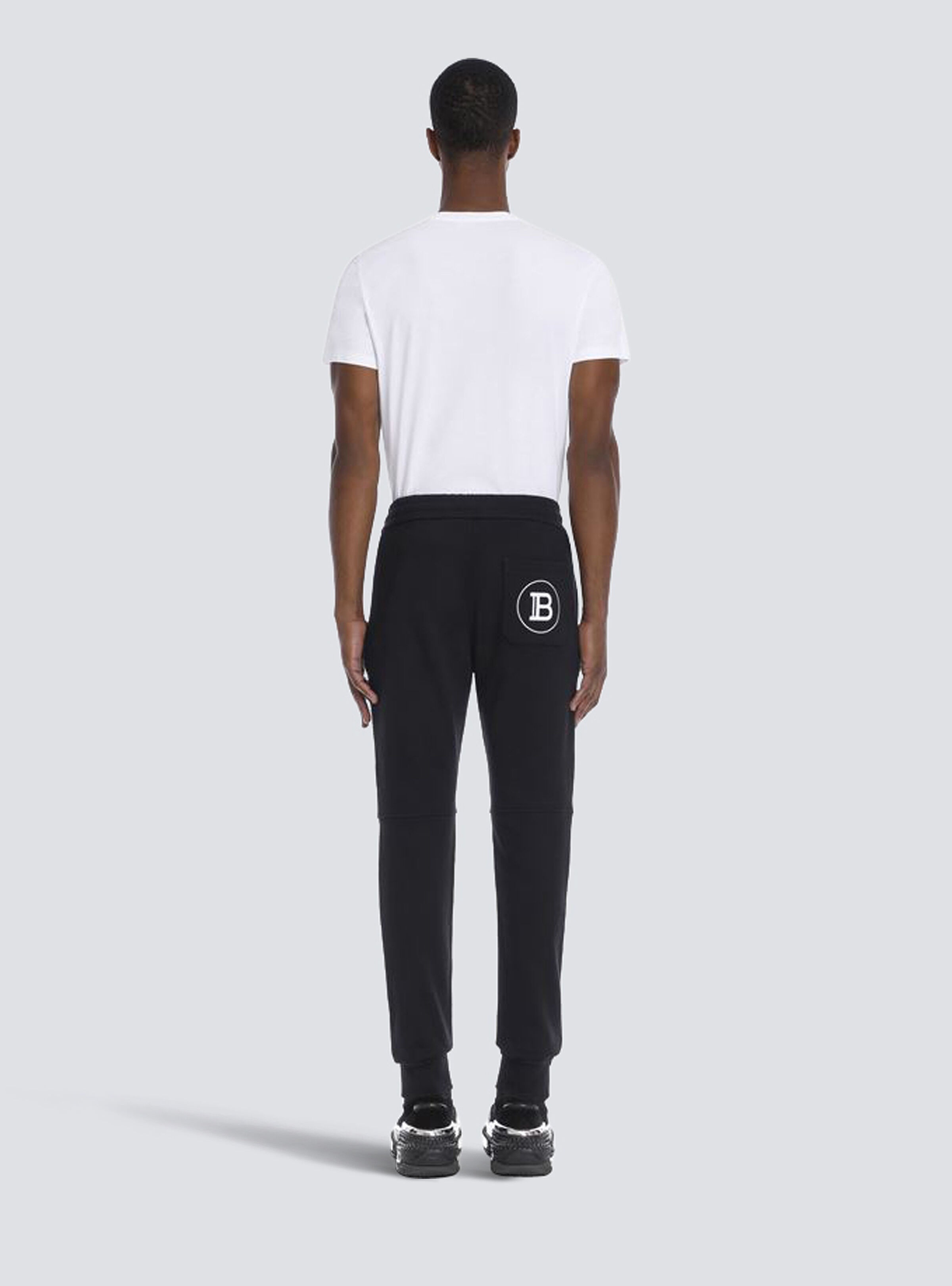Cotton sweatpants with flocked Balmain Paris logo - 4