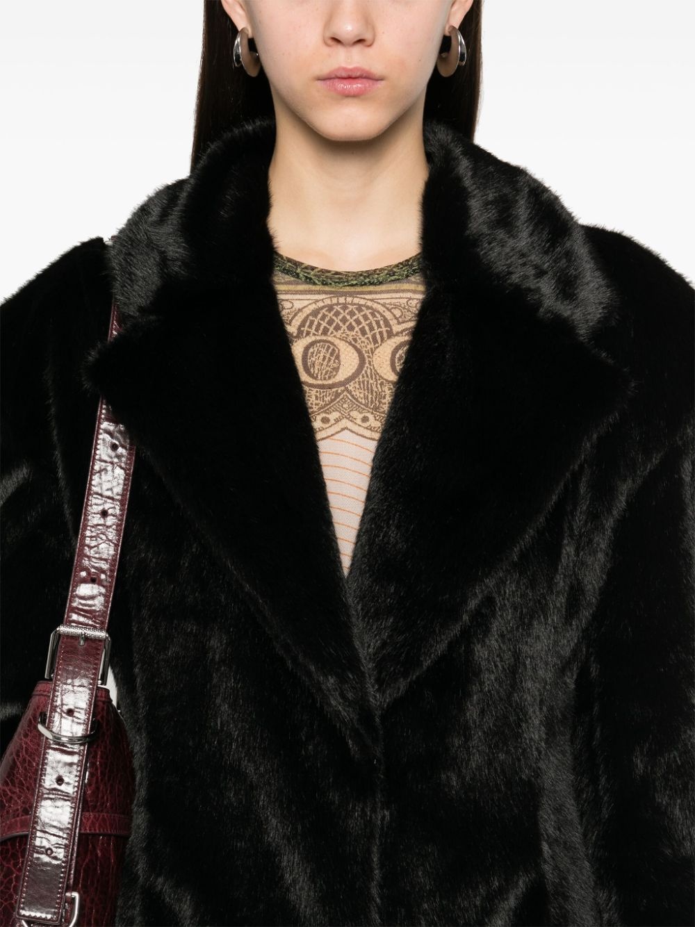 scarf-detail faux-fur coat - 5