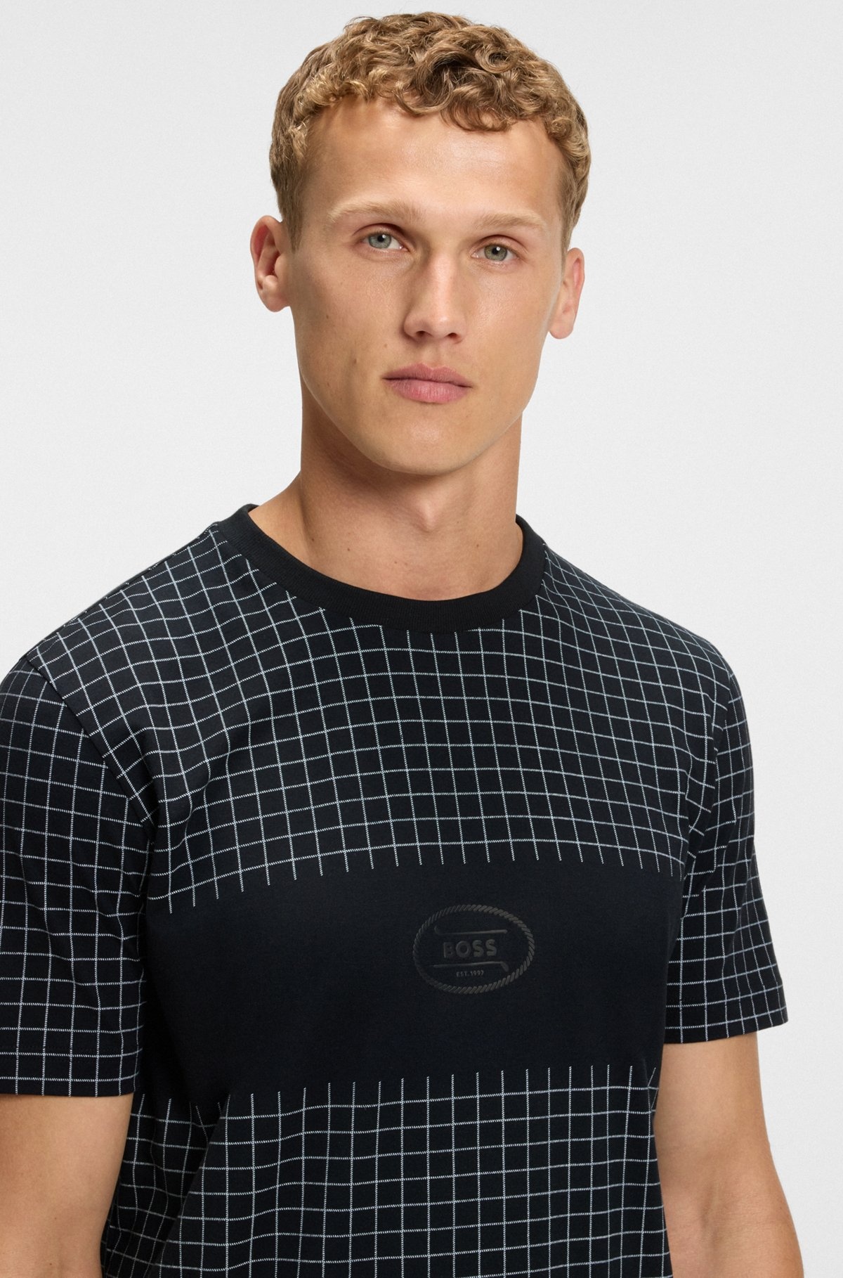 PIMA-COTTON T-SHIRT WITH CHECK PRINT - 3