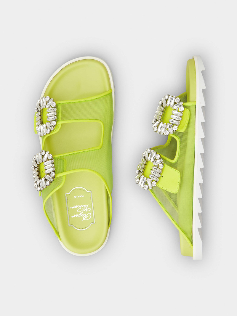Slidy Viv' Strass Buckle Mules in Fabric 4