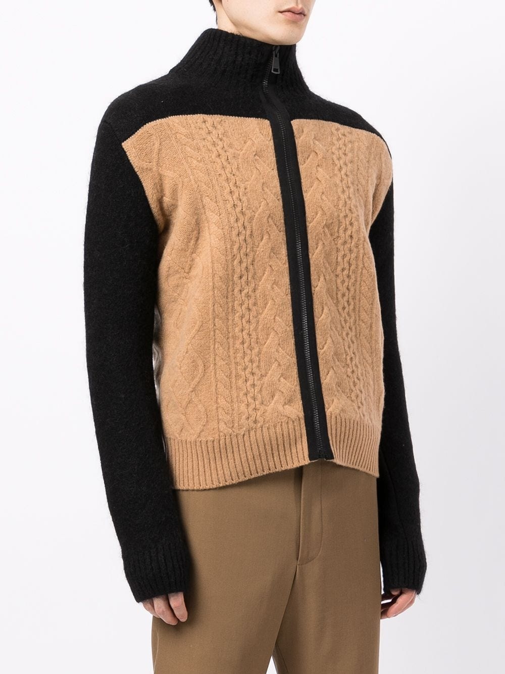 panelled cable-knit jumper - 3