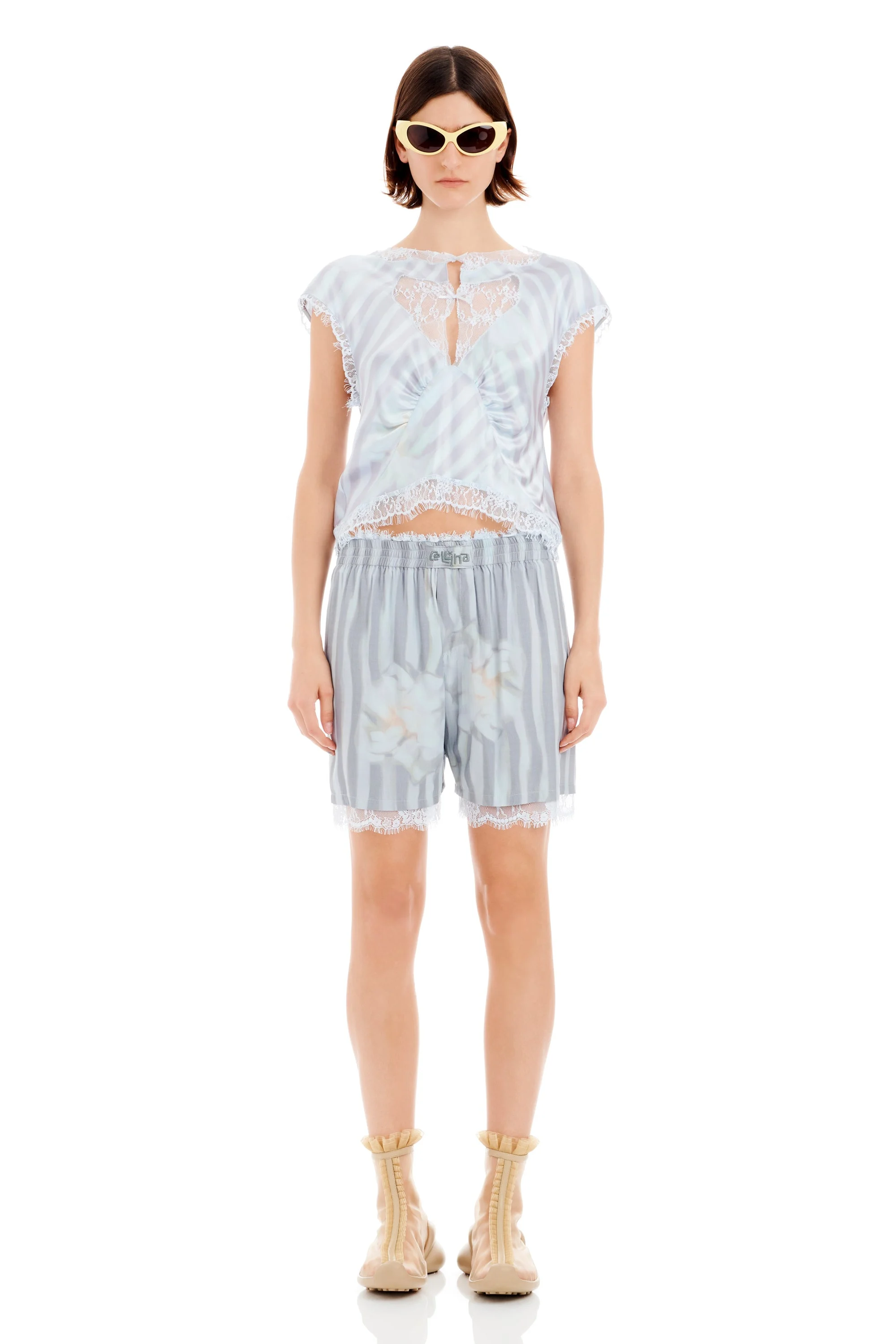 WASHED WAVY NAVY FLOWER STRIPE ODEON BOXER - 1