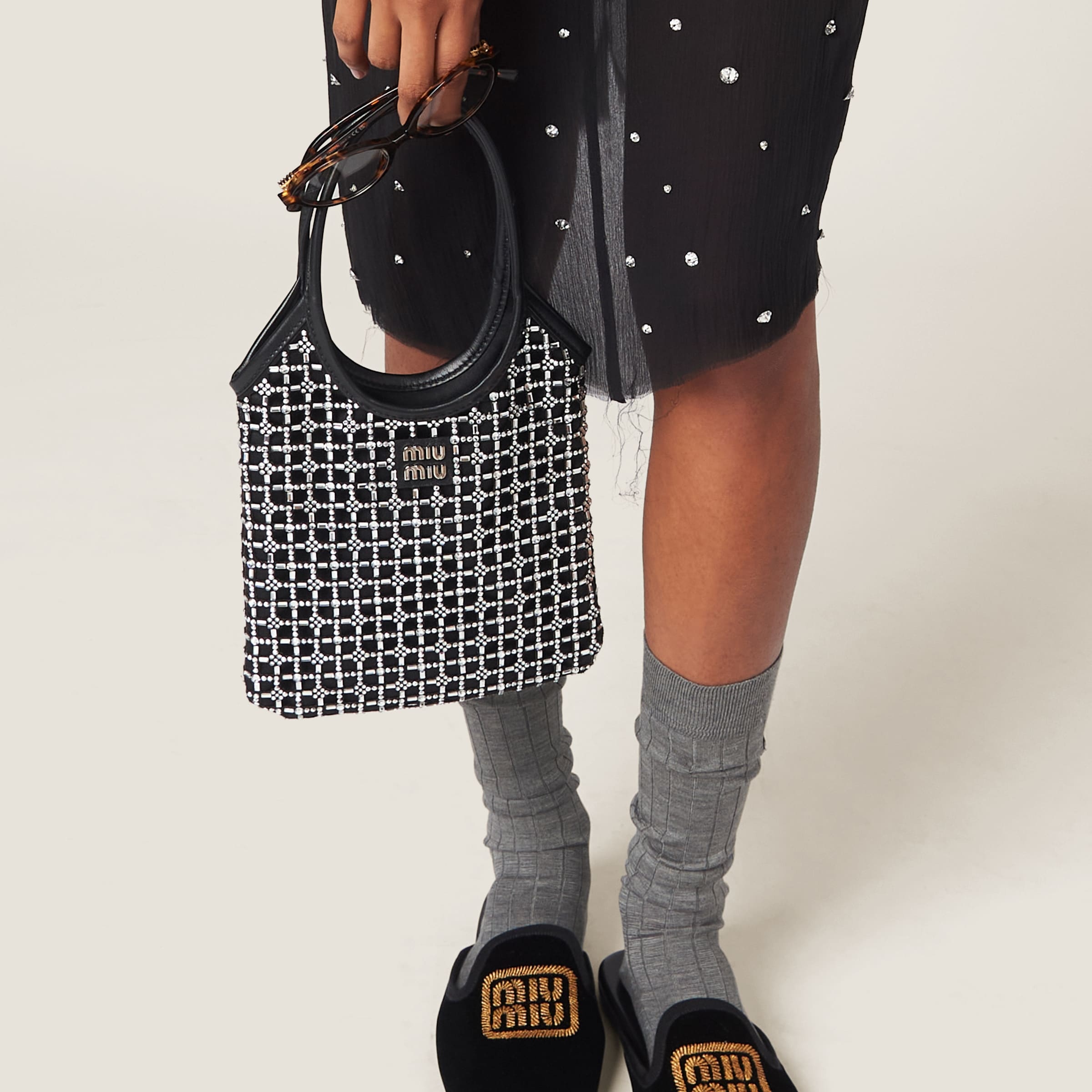 Miu Miu Satin handbag with synthetic crystals | REVERSIBLE