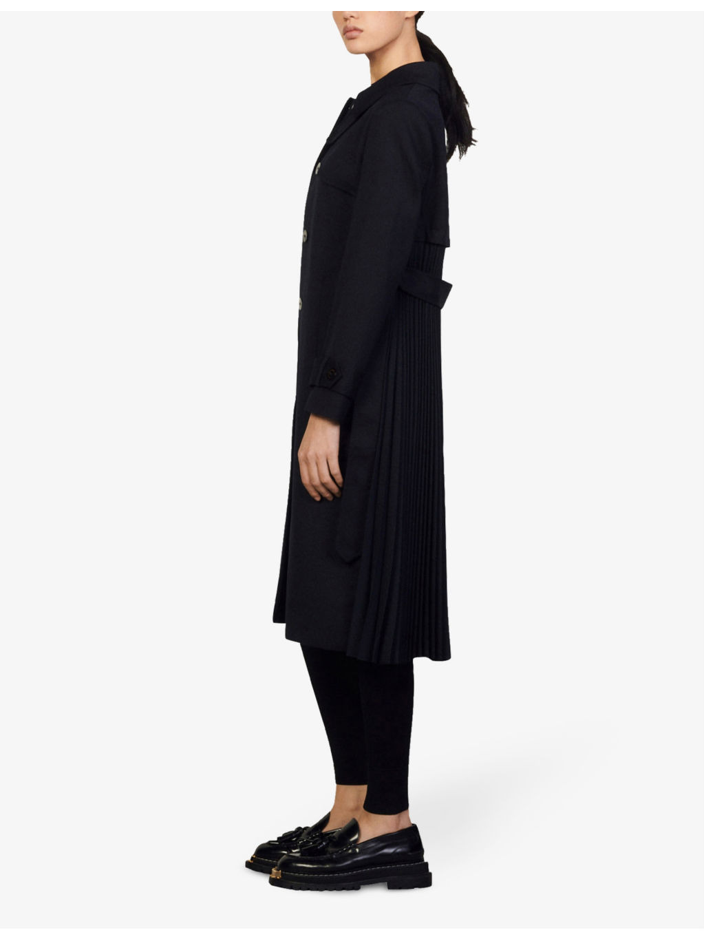 Pleated-panel twill trench coat - 4