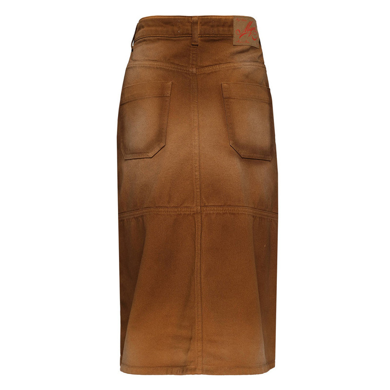 MSGM Brown Denim Knee-Length Skirt outlook
