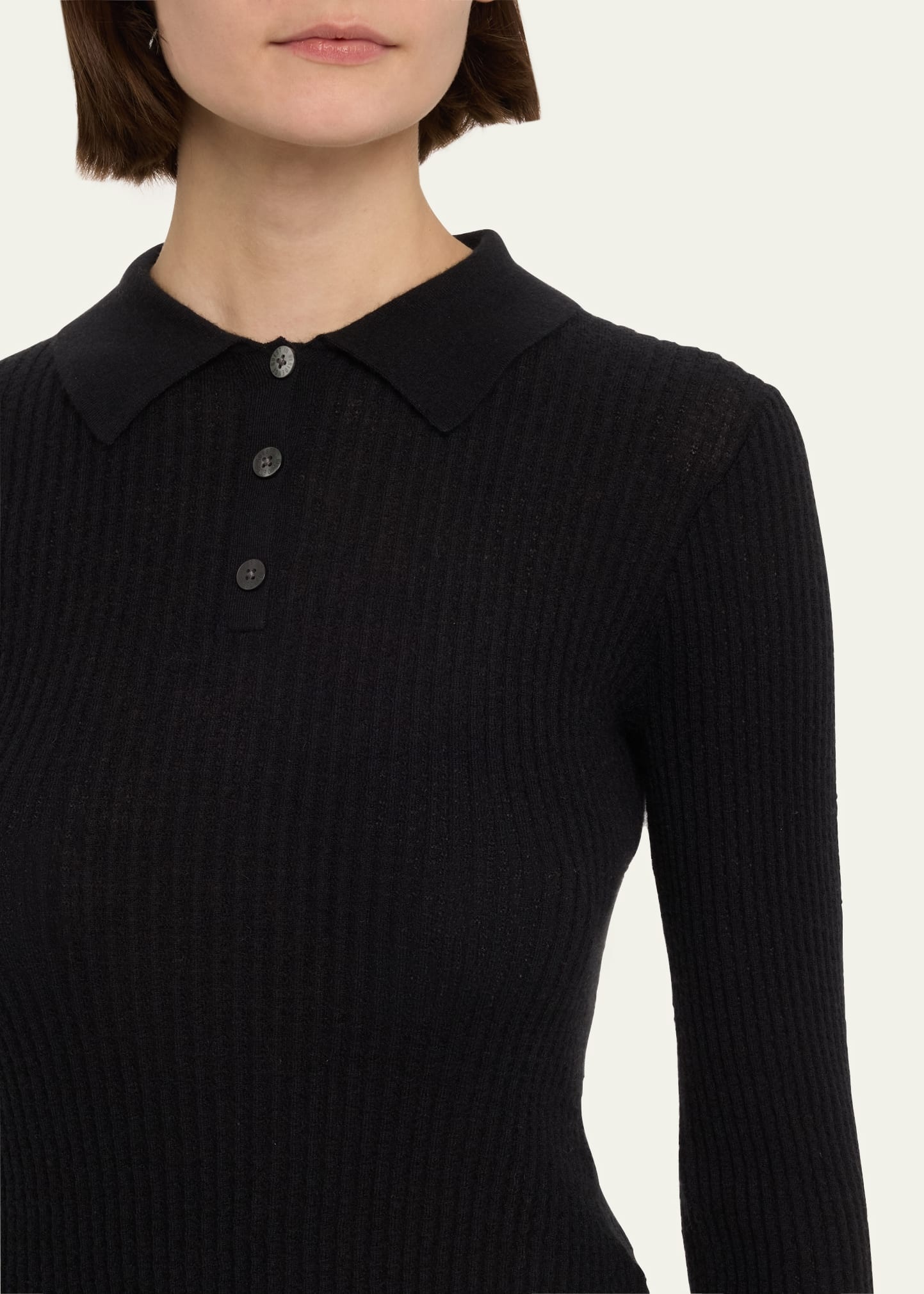 Shrunken Long-Sleeve Cashmere Polo - 5