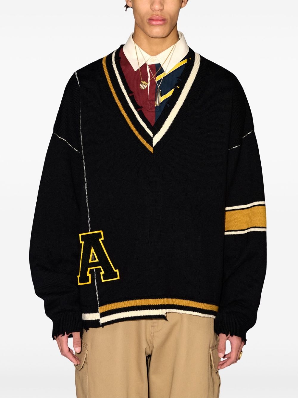 raw-cut striped jumper - 3