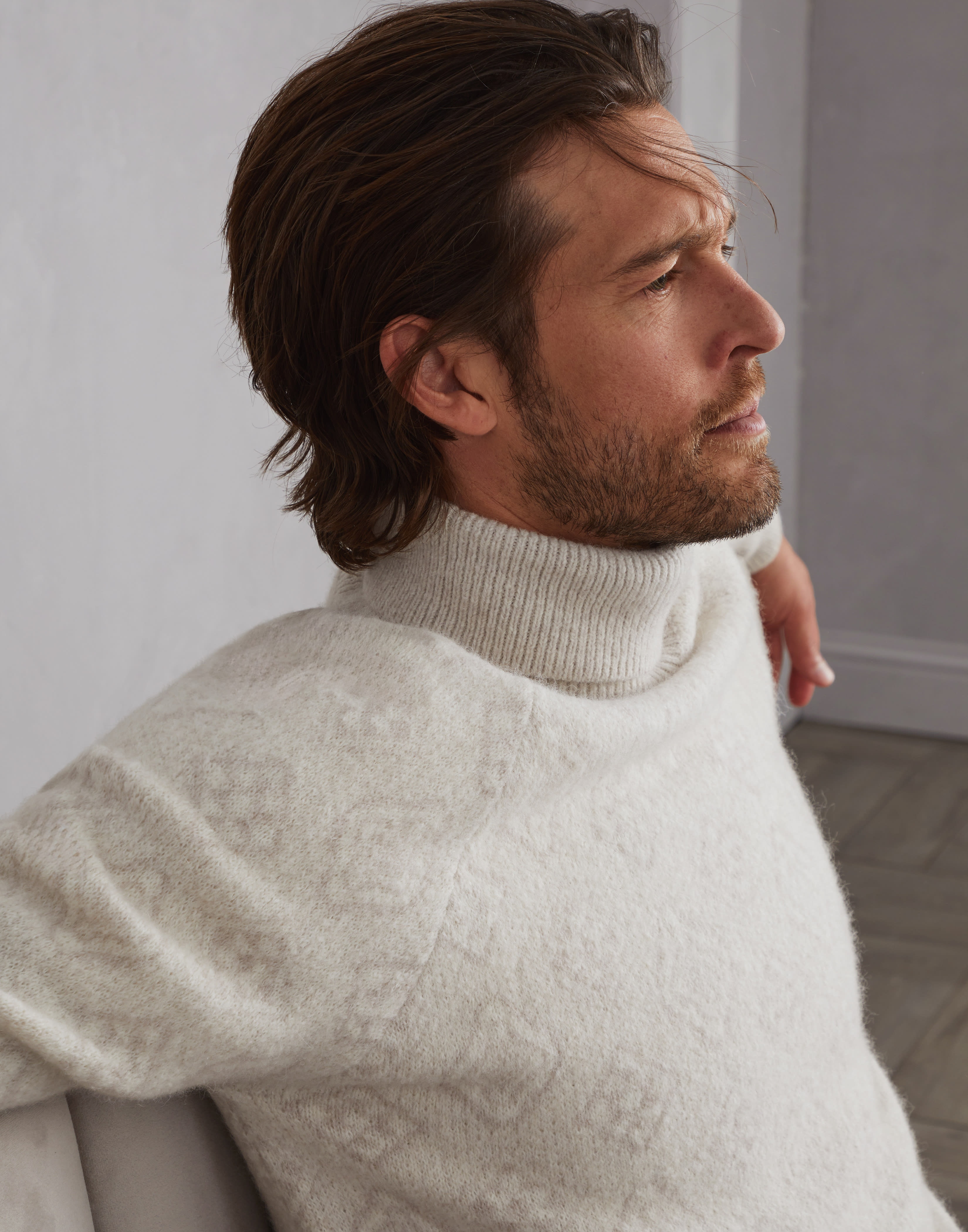 Geometric jacquard turtleneck sweater in alpaca, cotton and wool - 3