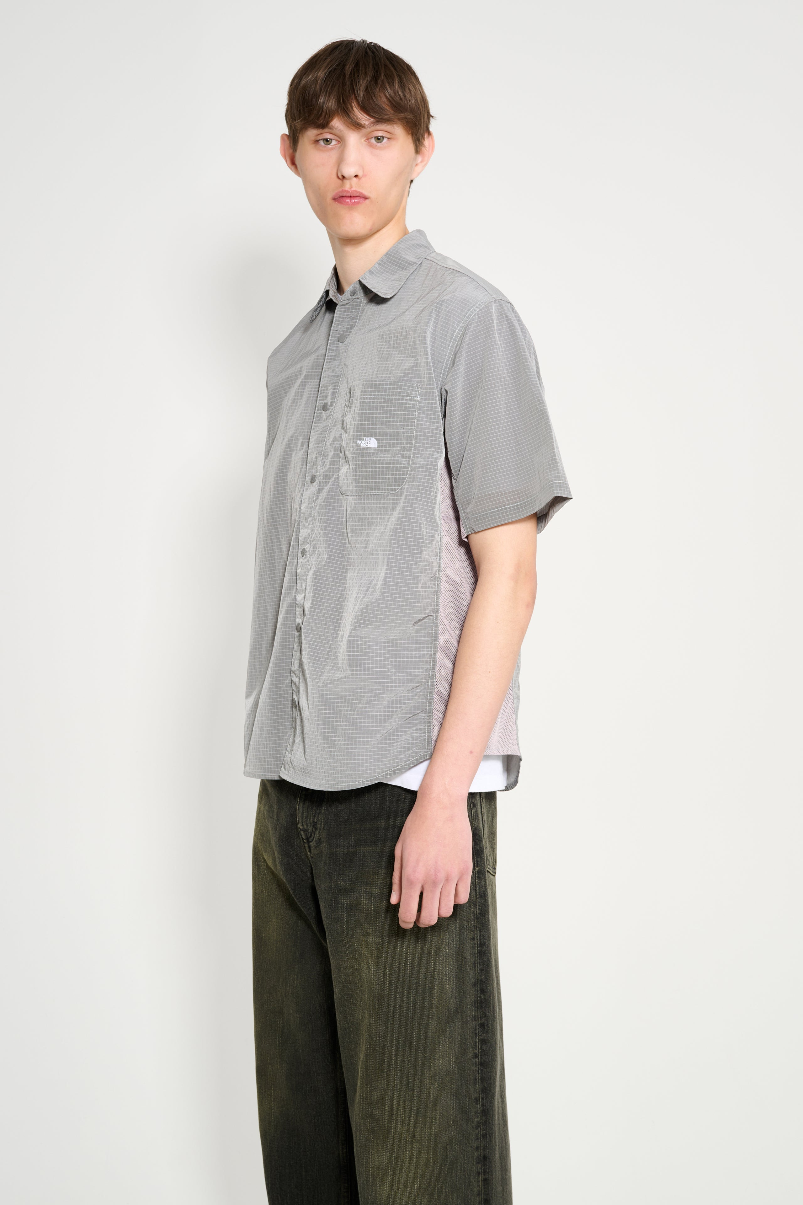 THE NORTH FACE FABRIC MIX SHORT SLEEVE SHIRT HIGH RISE GREY - 2