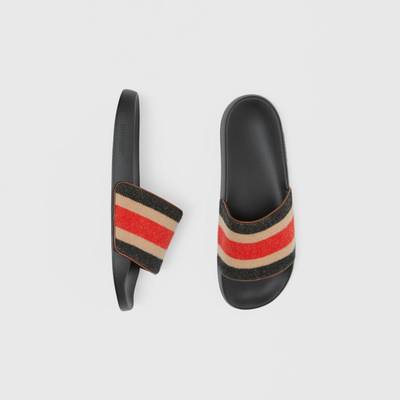 Burberry Striped Wool and Leather Slides outlook