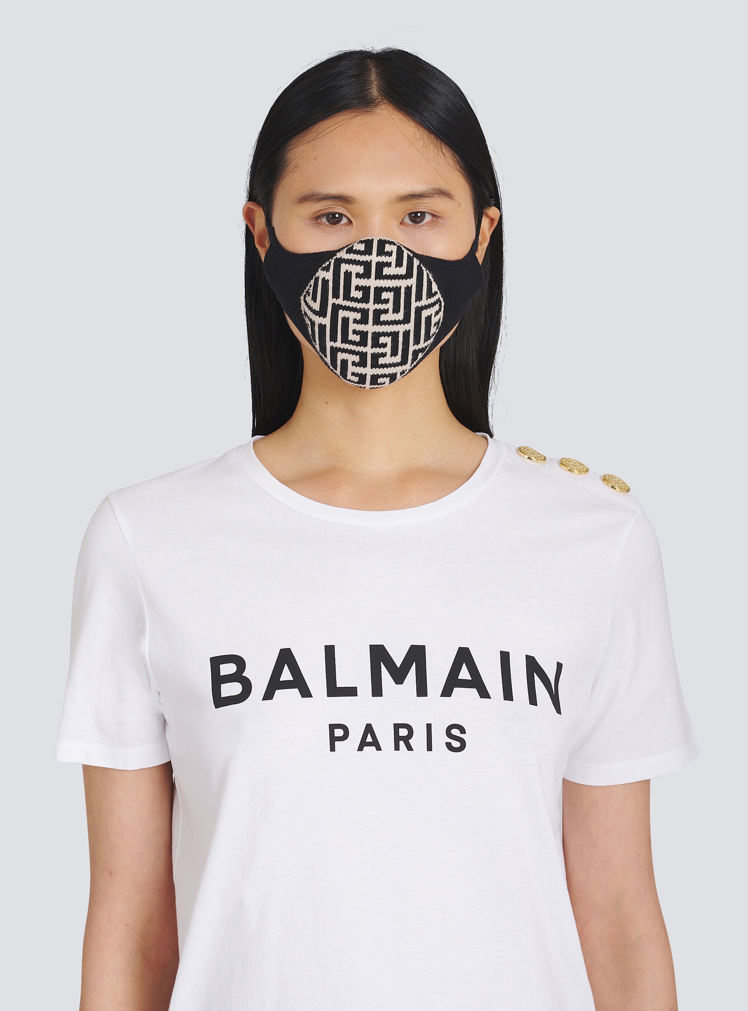 Cotton mask with Balmain monogram - 4