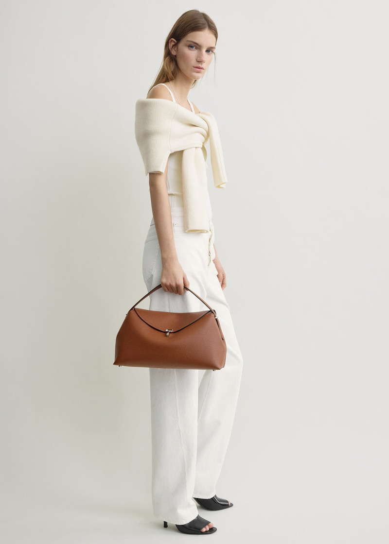 TOTEME T-lock grained-leather top handle sienna outlook