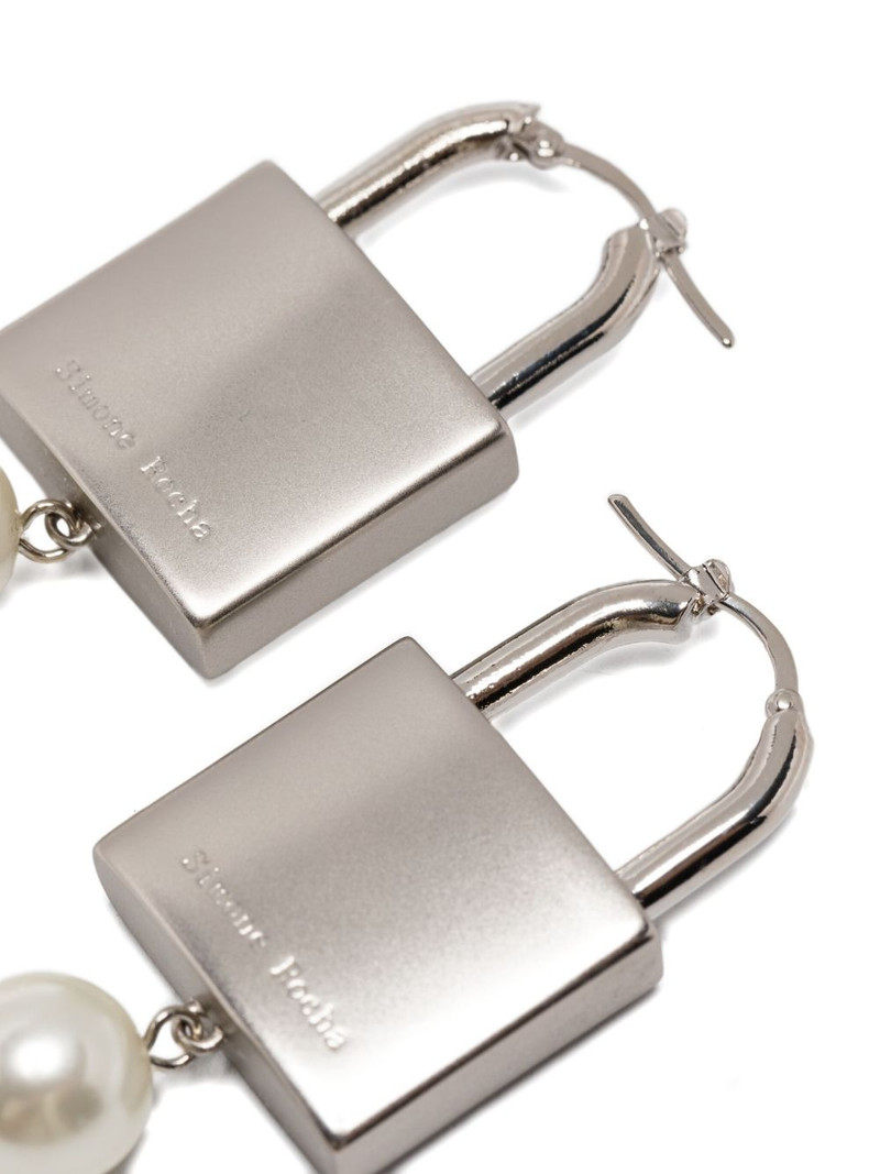 Simone Rocha padlock pearl-embellished earrings outlook