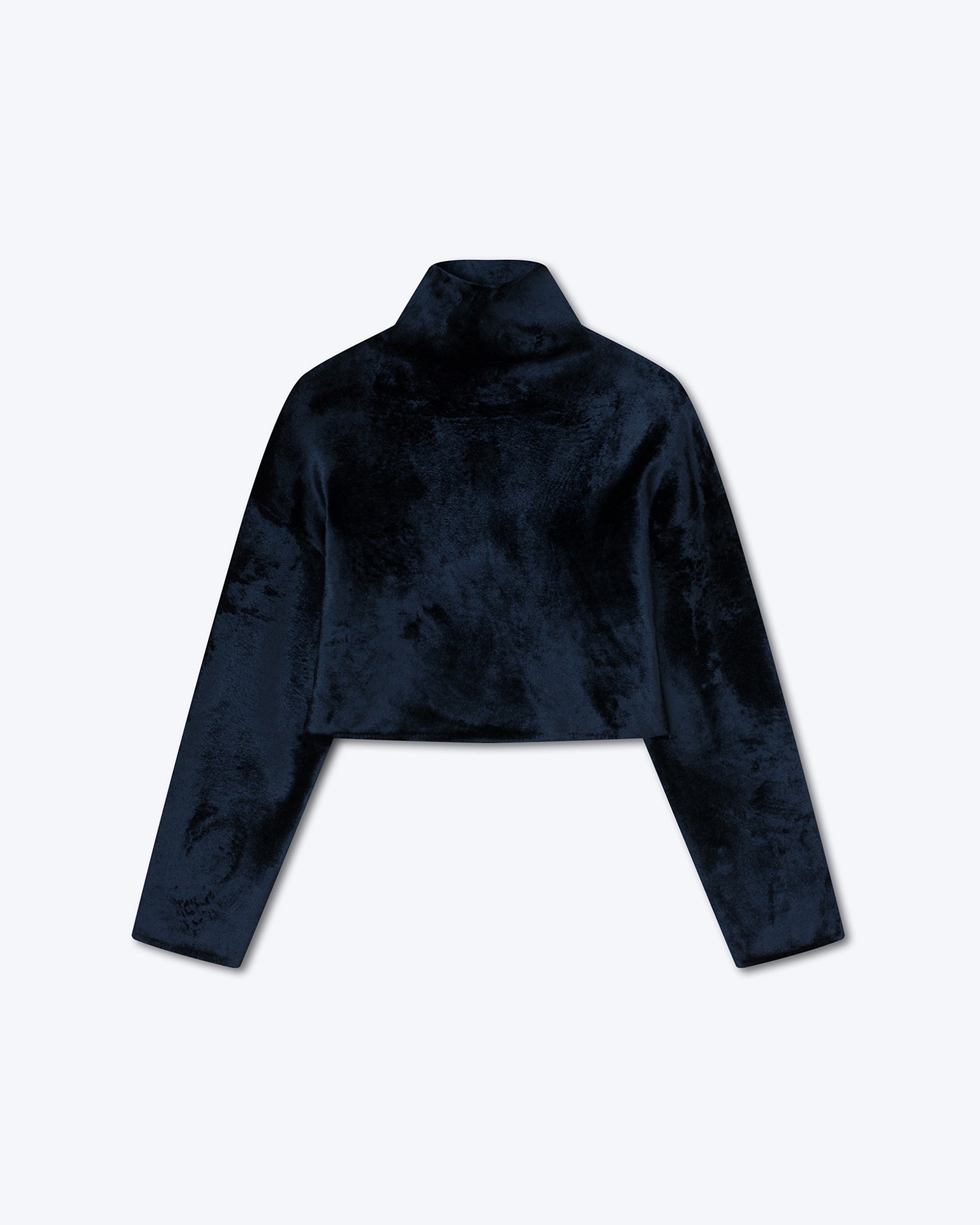 RINA - Velour knit funnel neck top - Navy blue - 1