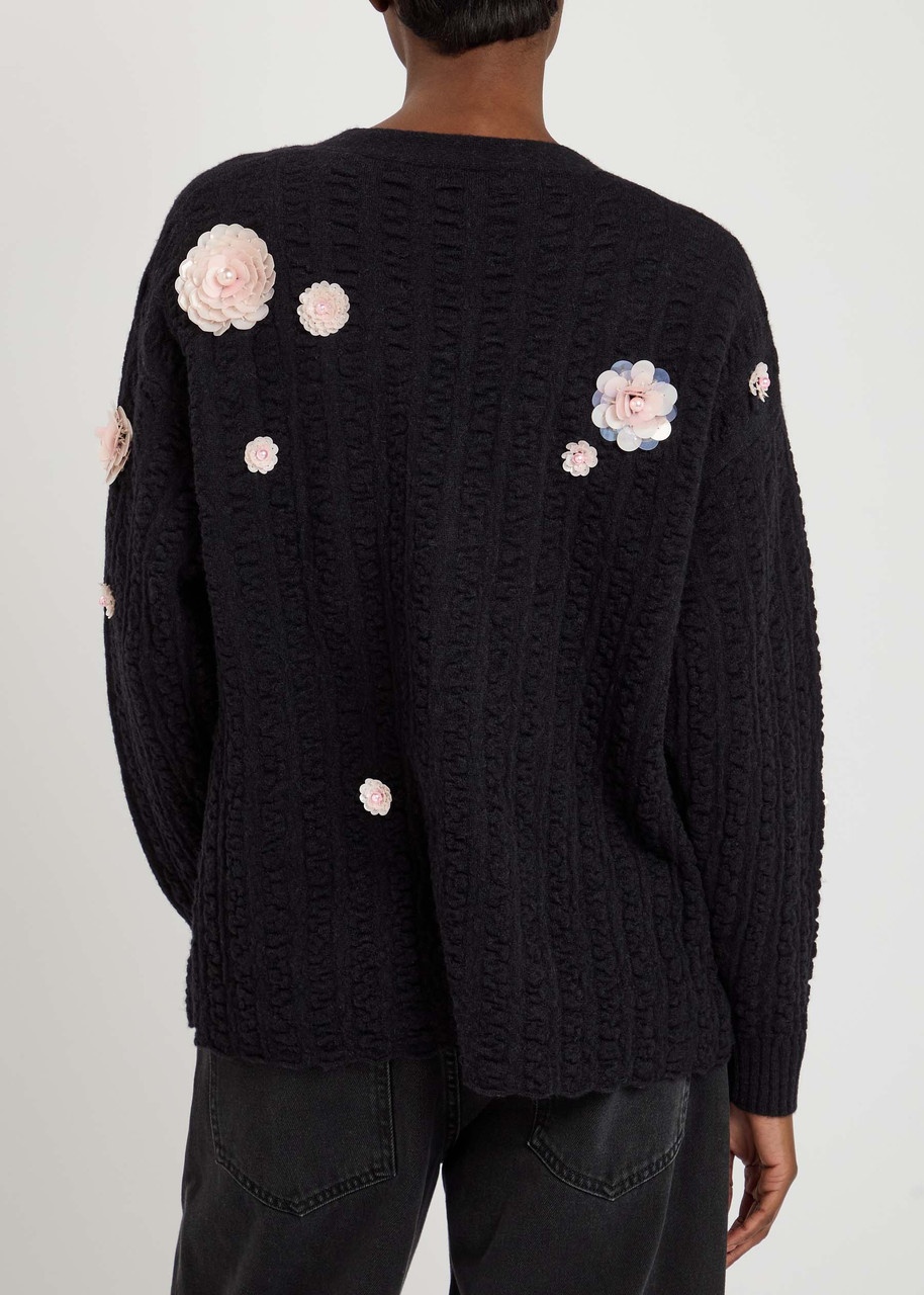 Bernadette Cammi Floral-embellished Wool-blend Cardigan - 3