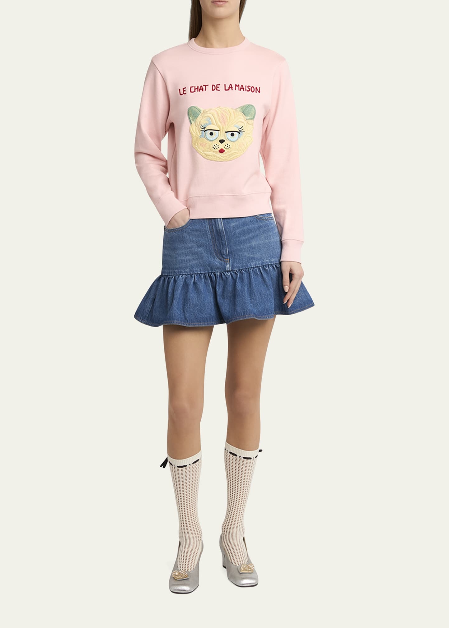 Cat-Embroidered Cotton Jersey Sweatshirt - 2