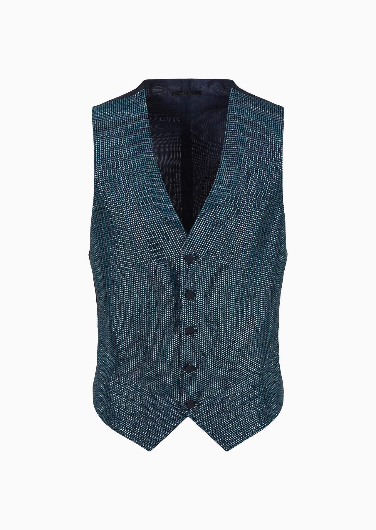 Single-breasted wool-crêpe waistcoat with rhinestone embroidery - 1