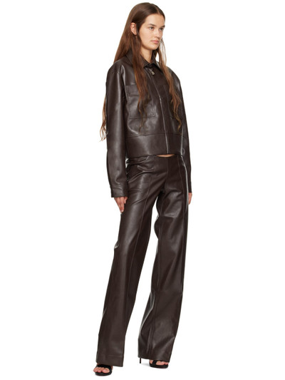 AYA MUSE Brown Tolobu Faux-Leather Trousers outlook