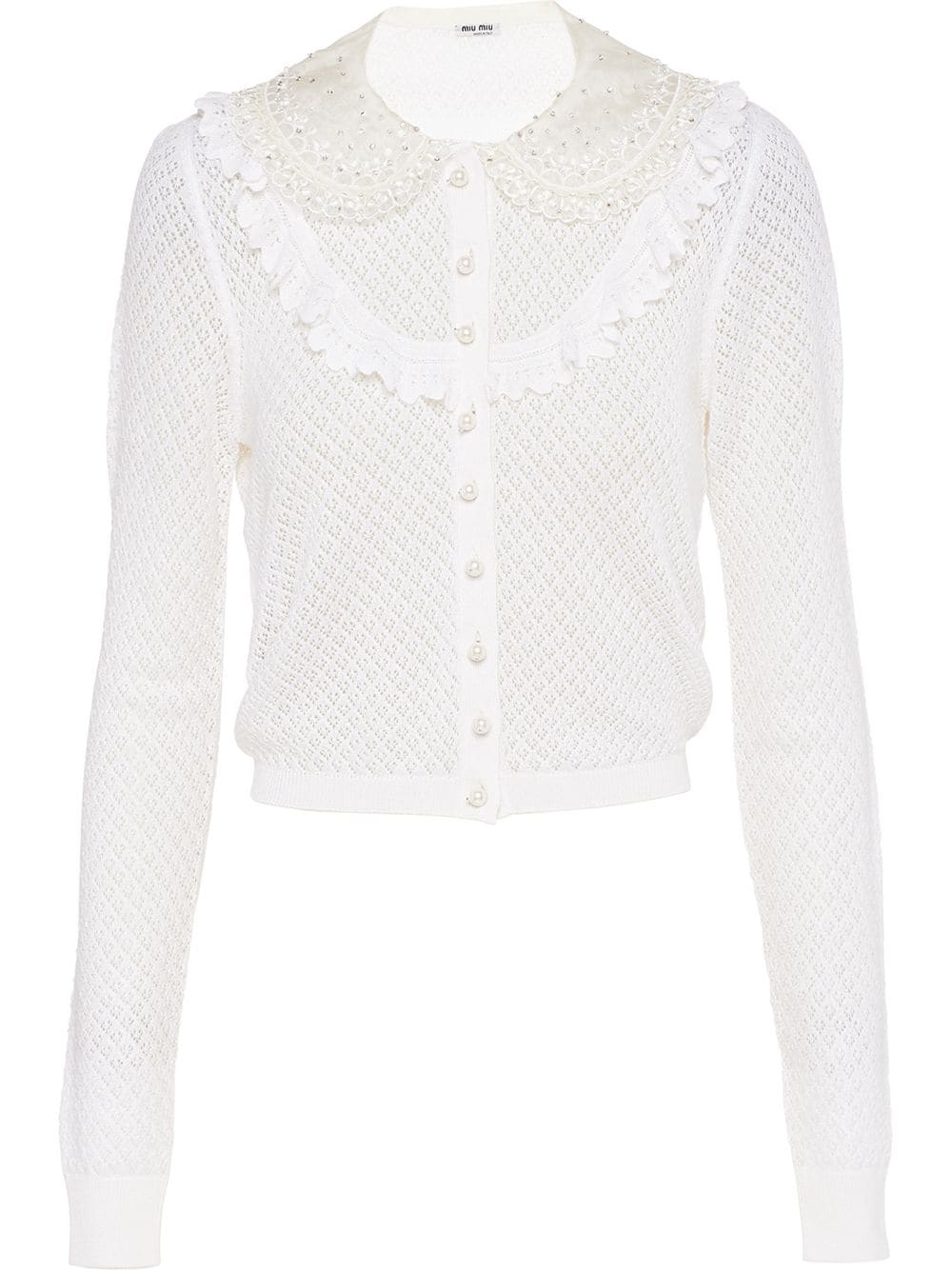 rhinestone-embellished cropped cardigan - 1